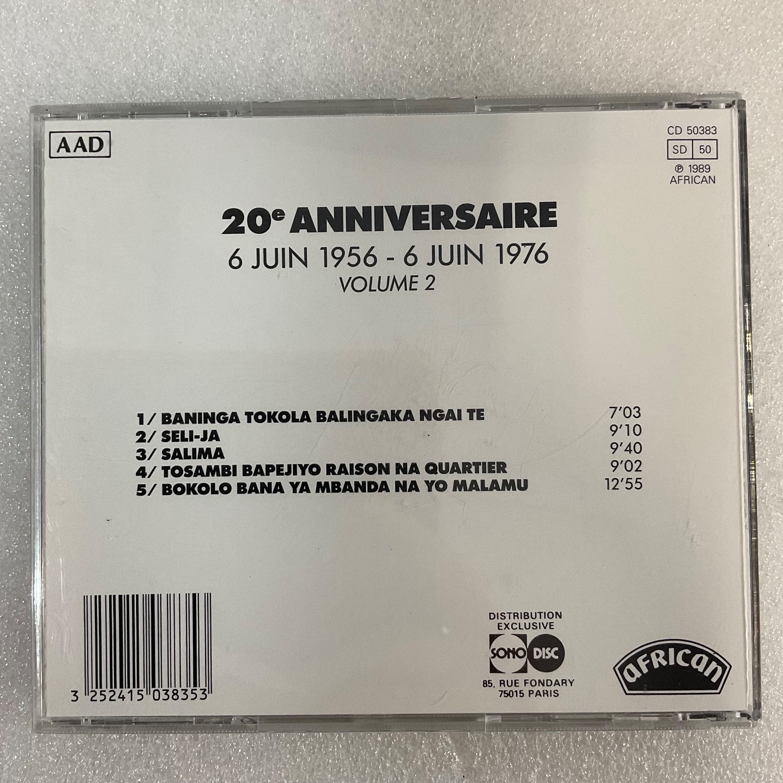 Franco 20e Anniversaire Volume 2 CD 1989 African Label 6 Juin 1956–1976 - Image 2