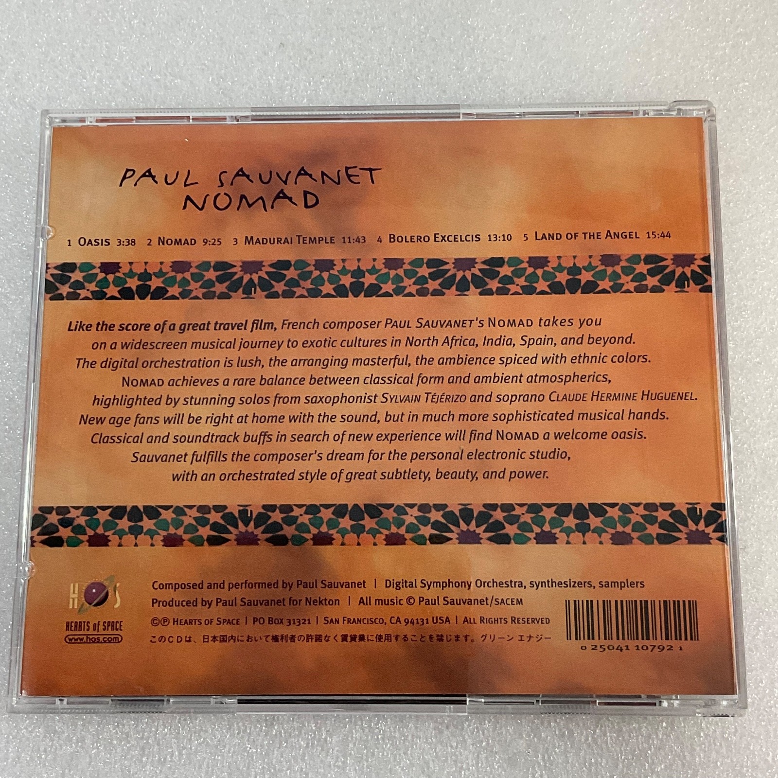 Paul Sauvanet Nomad CD Hearts of Space 1997 Ambient New Age Album - Image 2