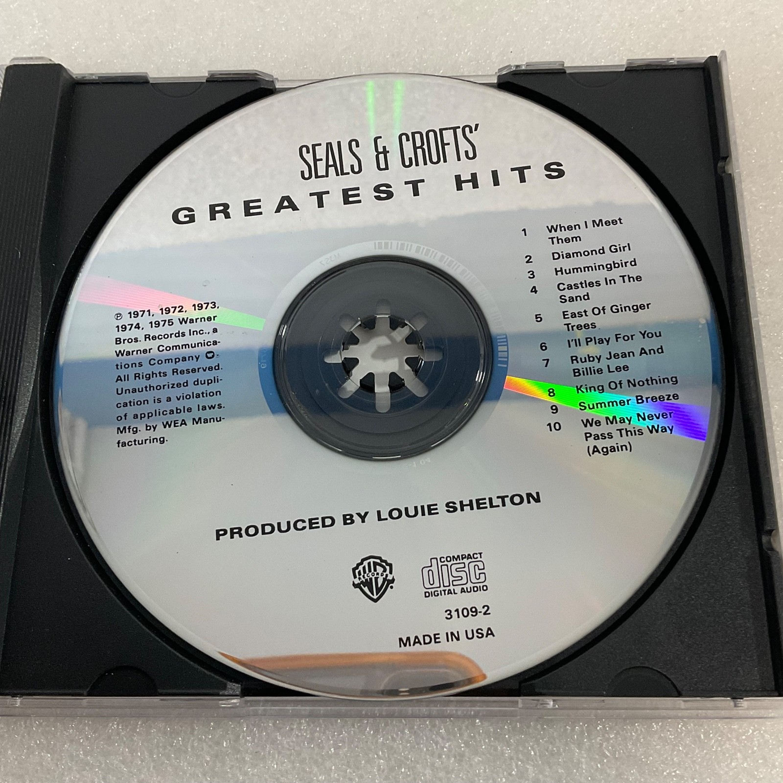 Seals & Crofts Greatest Hits CD Warner Bros 3109-2 Soft Rock Collection - Image 8