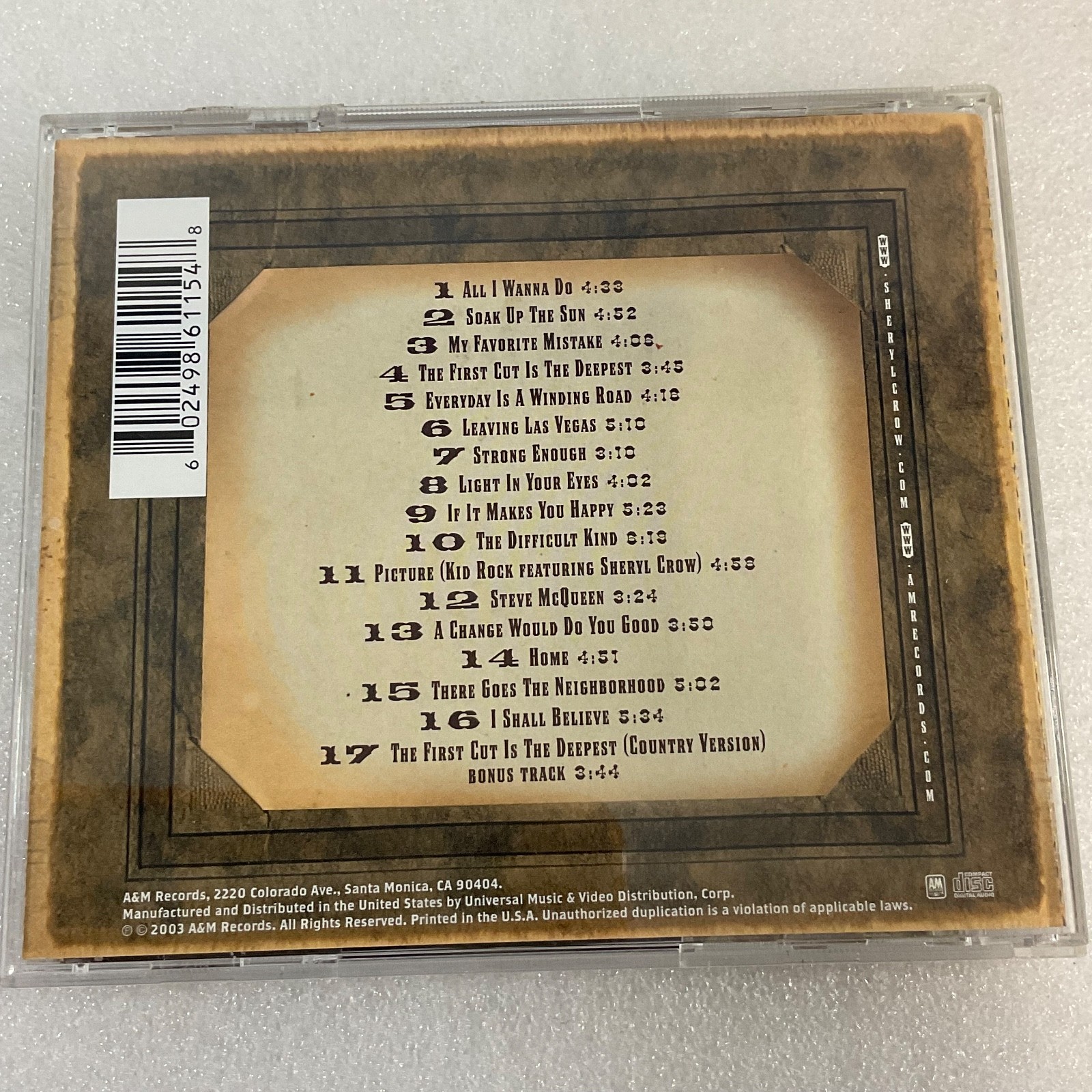 The Very Best Of Sheryl Crow CD Greatest Hits 2003 A&M Records - Image 2