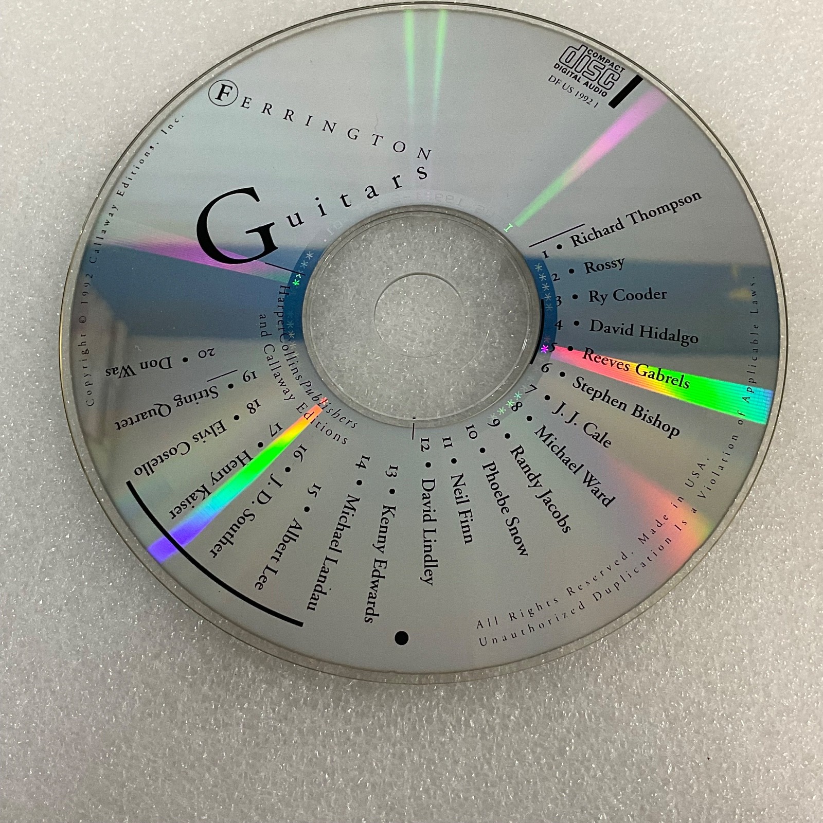 Ferrington Guitars Various Artists CD 1992 Callaway Editions - Image 1