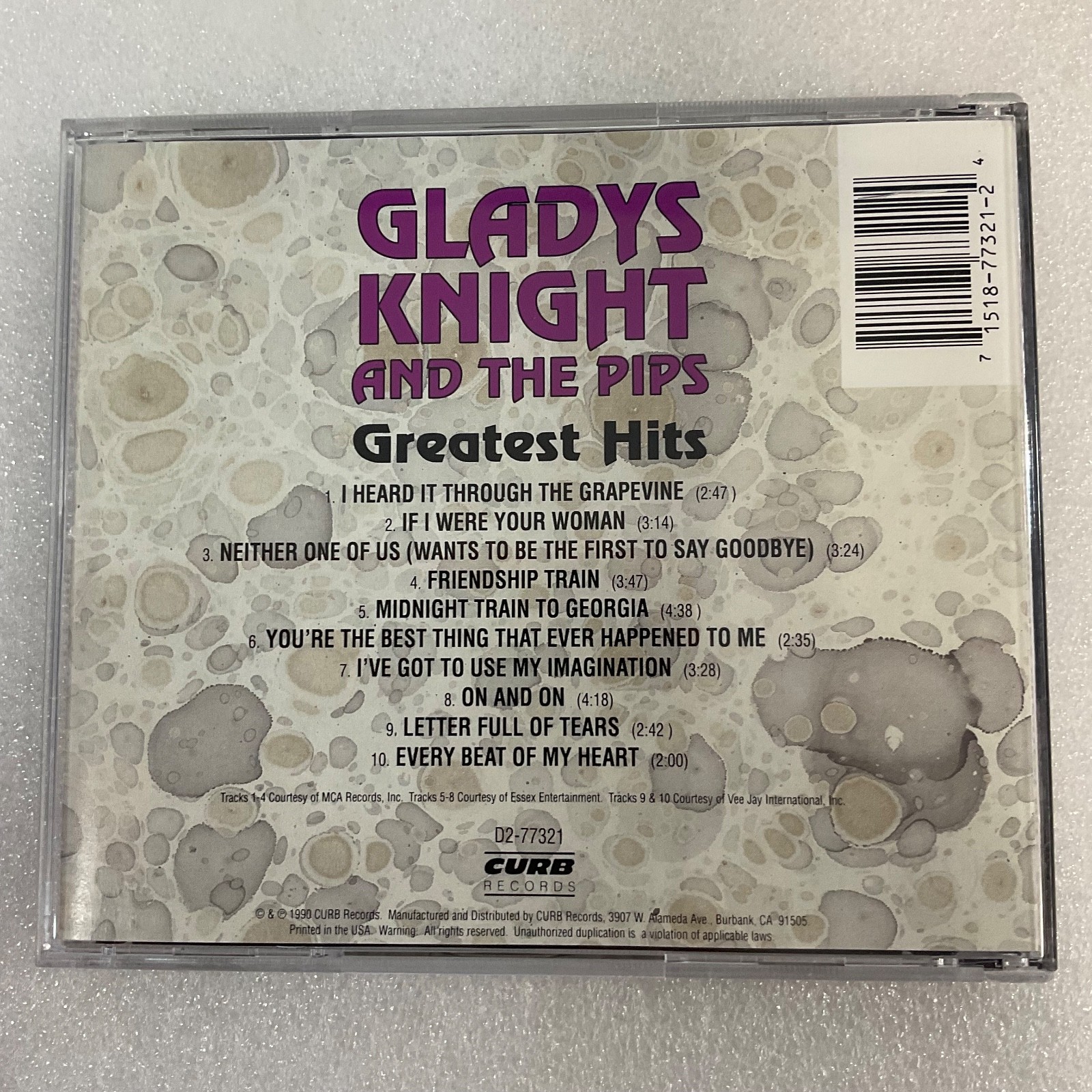 Gladys Knight & The Pips Greatest Hits CD Curb Records 1990 - Image 2
