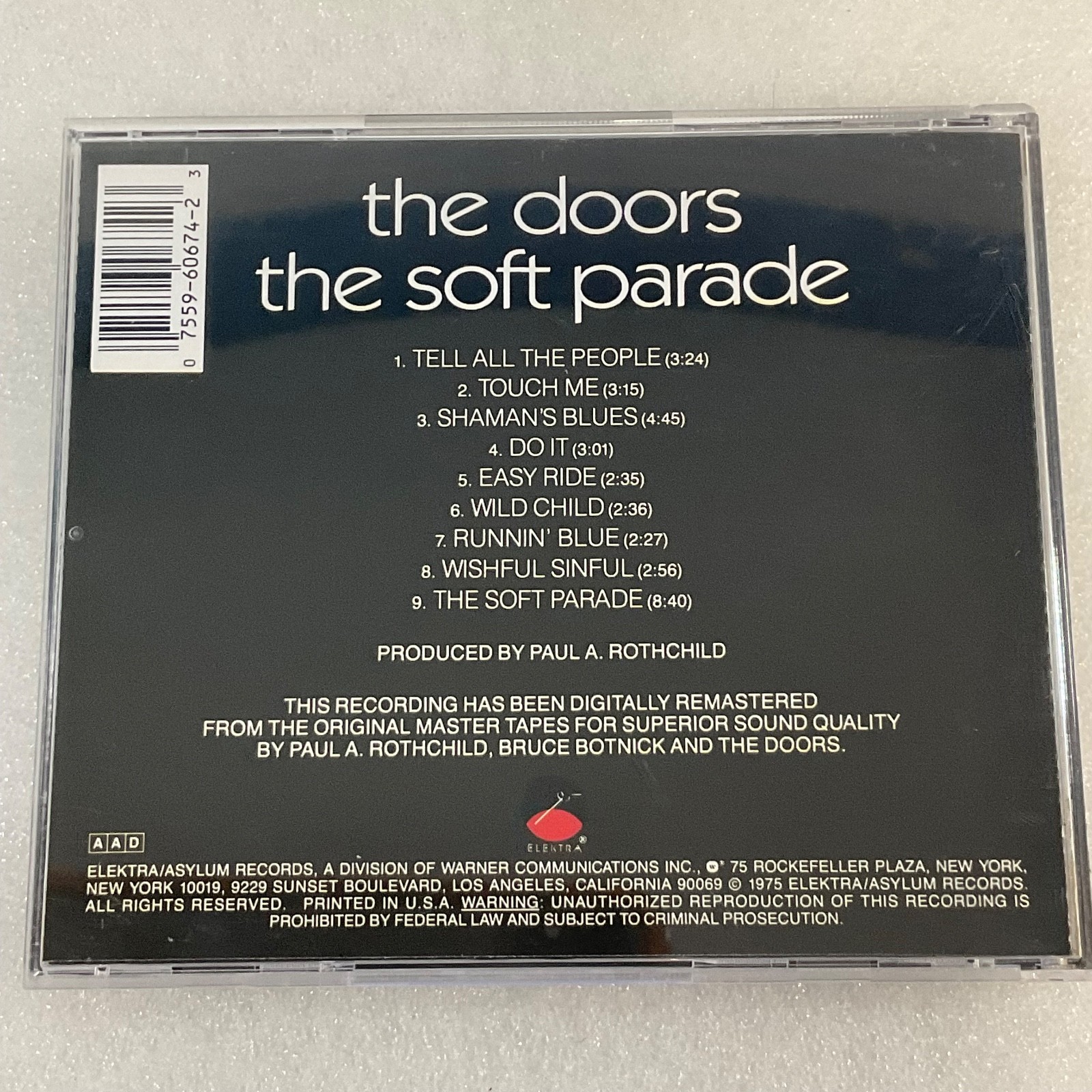 The Doors The Soft Parade CD Elektra 75005-2 Digitally Remastered - Image 2