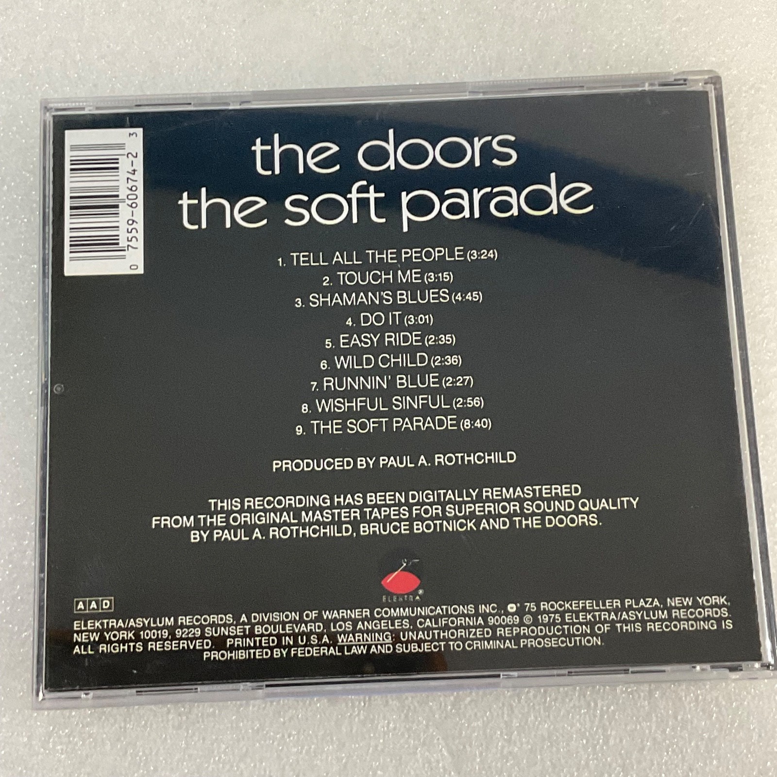 The Doors The Soft Parade CD Elektra 75005-2 Digitally Remastered - Image 3