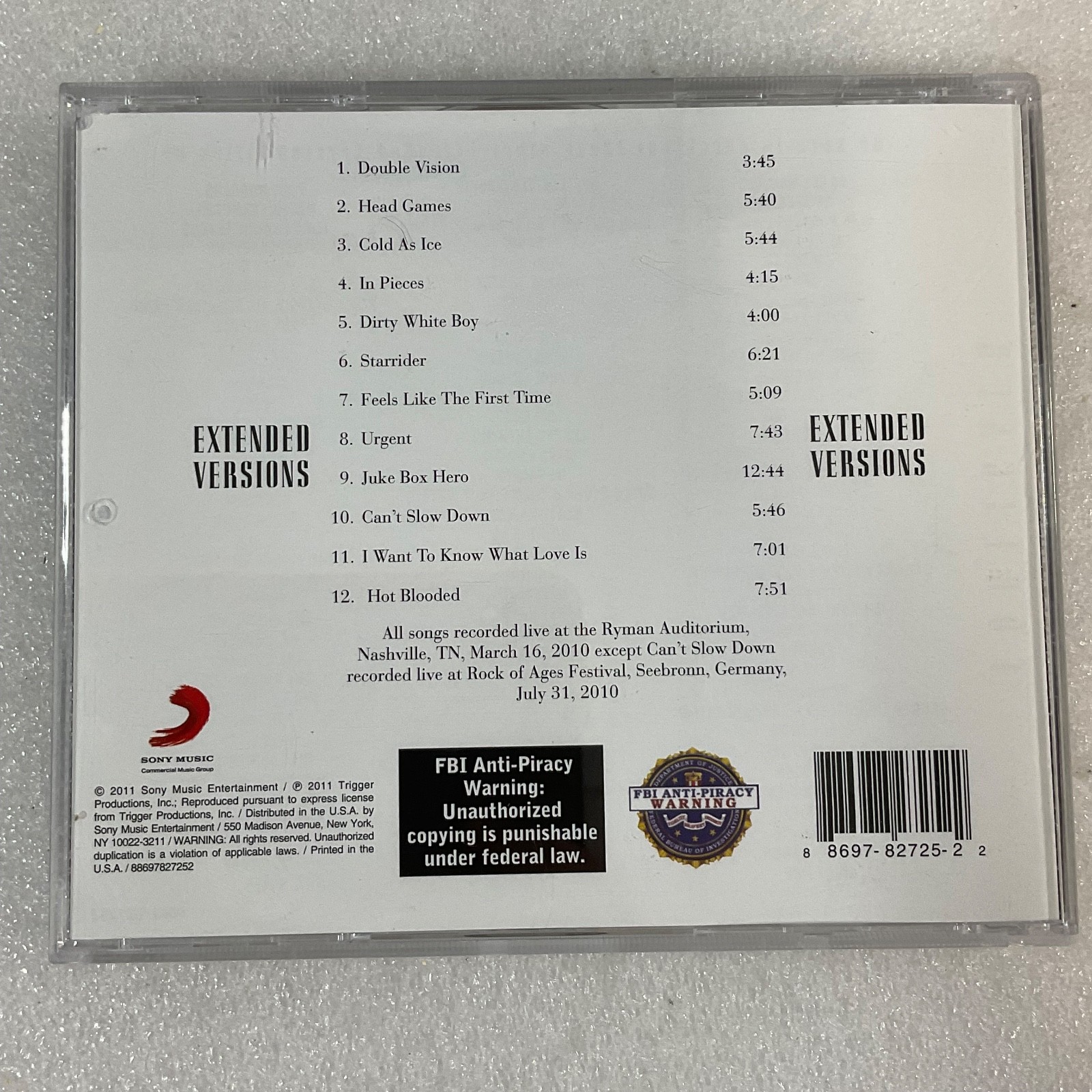 Foreigner Extended Versions Live CD 2011 Rock Classics - Image 2