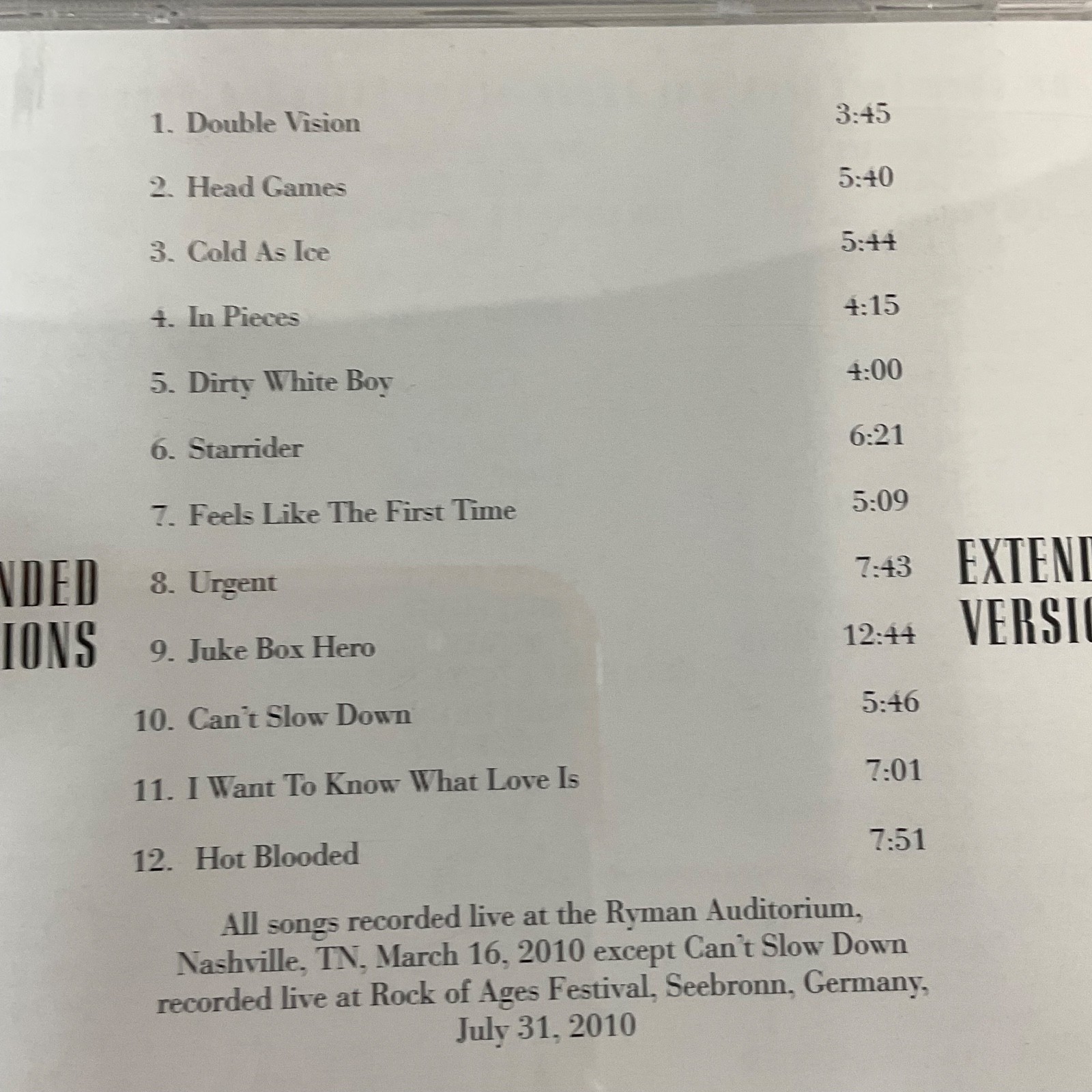 Foreigner Extended Versions Live CD 2011 Rock Classics - Image 11