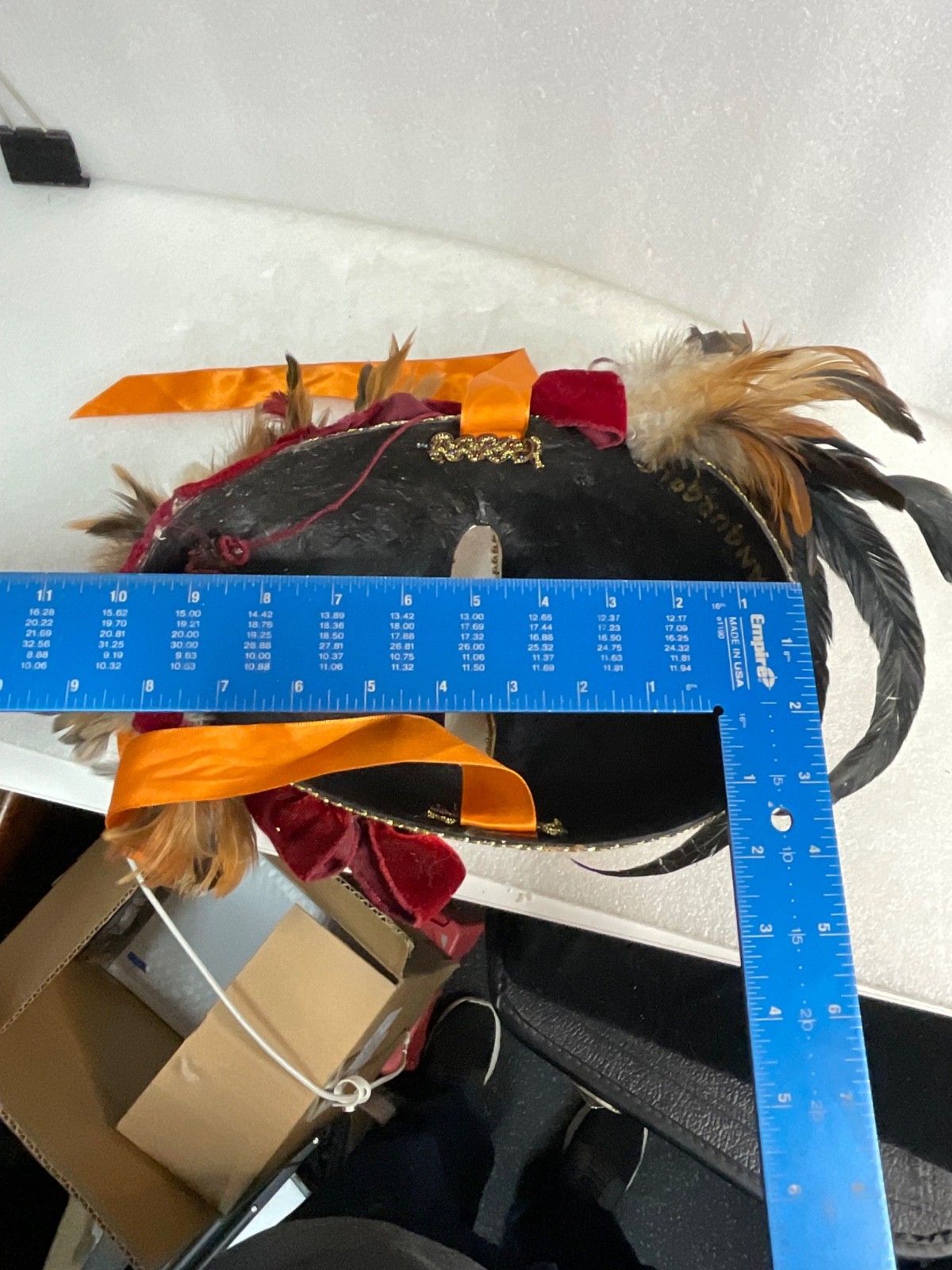 Giangurgolo Commedia dell'Arte Hand Painted Feather Masquerade Mask 11 in - Image 21