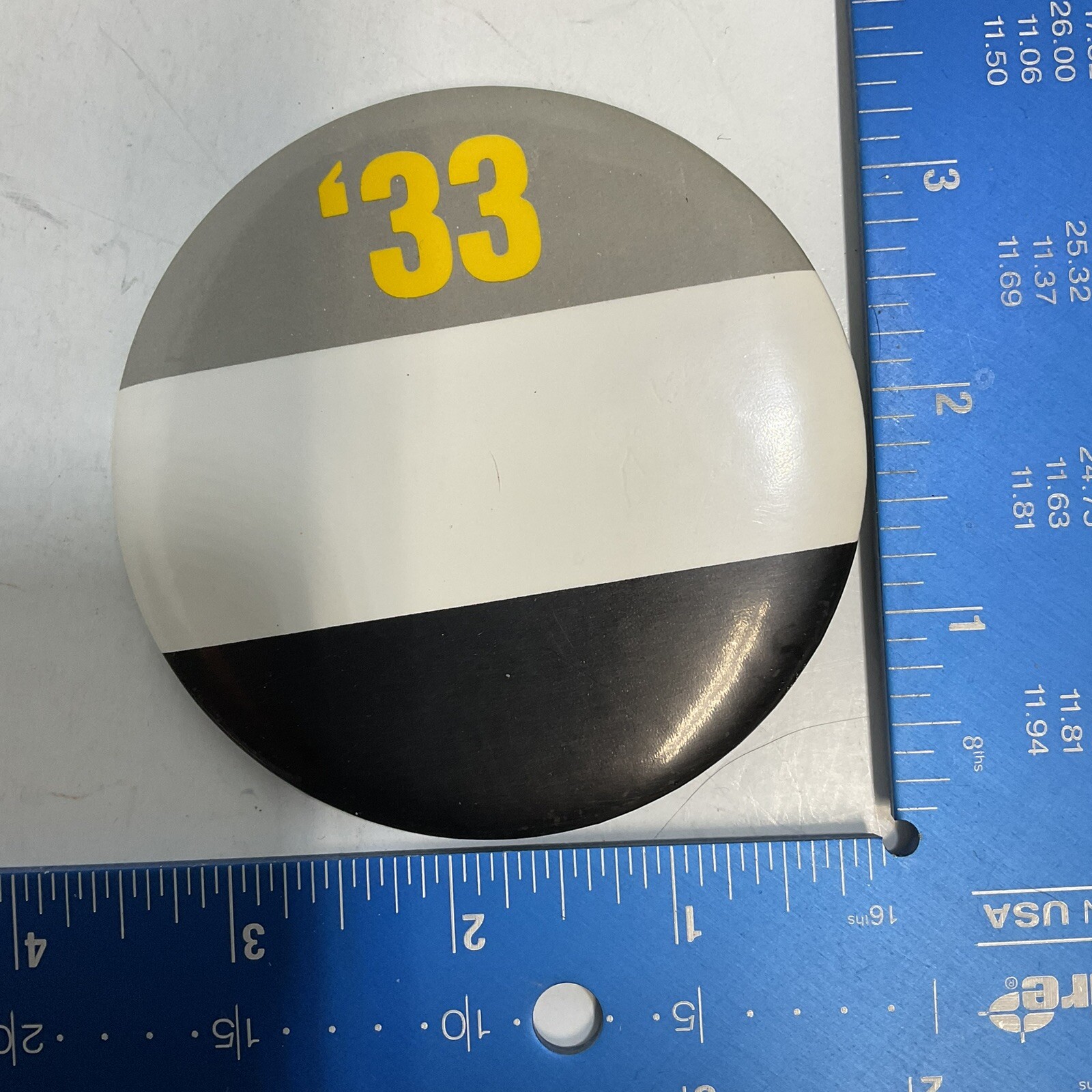 '33 Gray White Black 3.5 in Round Pinback Button - Image 2