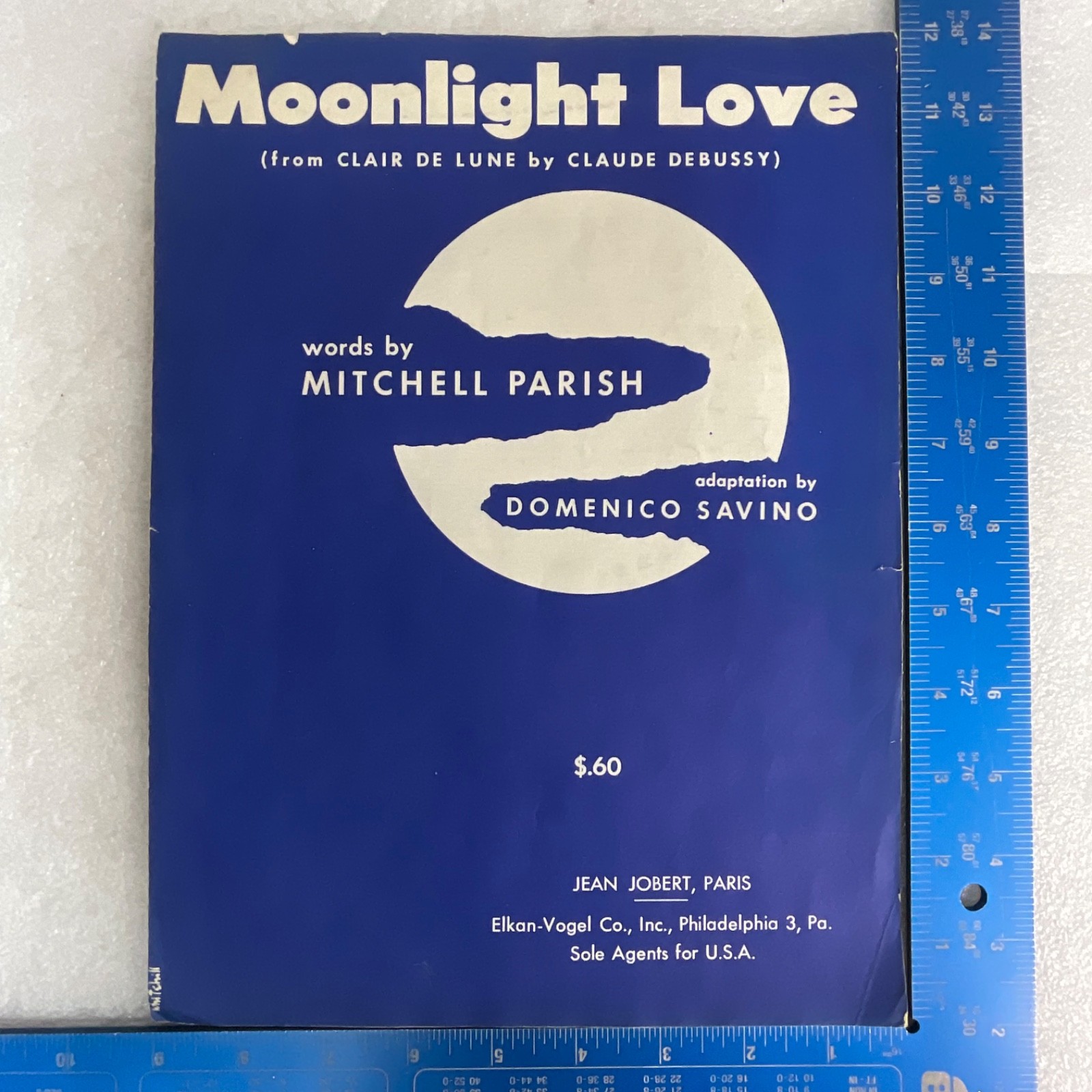 Moonlight Love Piano Vocal Sheet Music Debussy Parish Savino 1956 - Image 3
