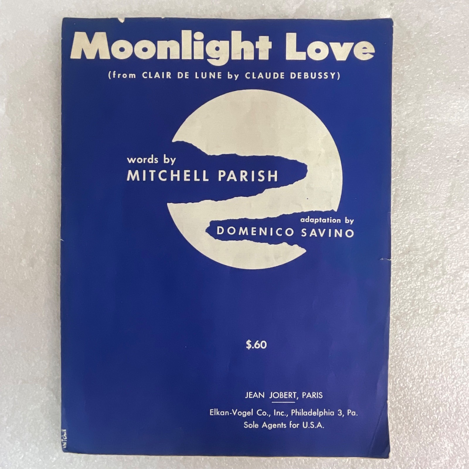 Moonlight Love Piano Vocal Sheet Music Debussy Parish Savino 1956 - Image 1