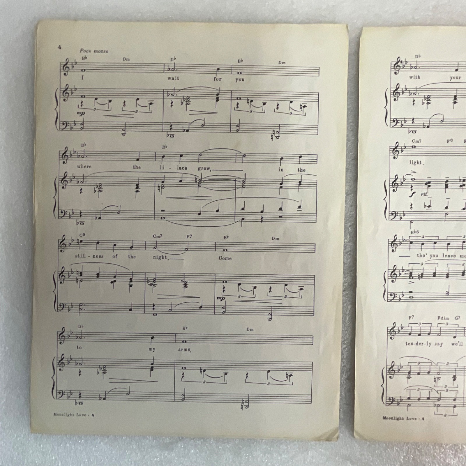 Moonlight Love Piano Vocal Sheet Music Debussy Parish Savino 1956 - Image 8