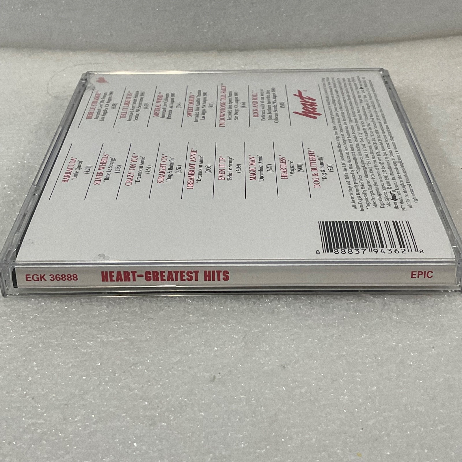 Heart Greatest Hits CD Epic EGK 36888 Classic Rock Compilation - Image 8