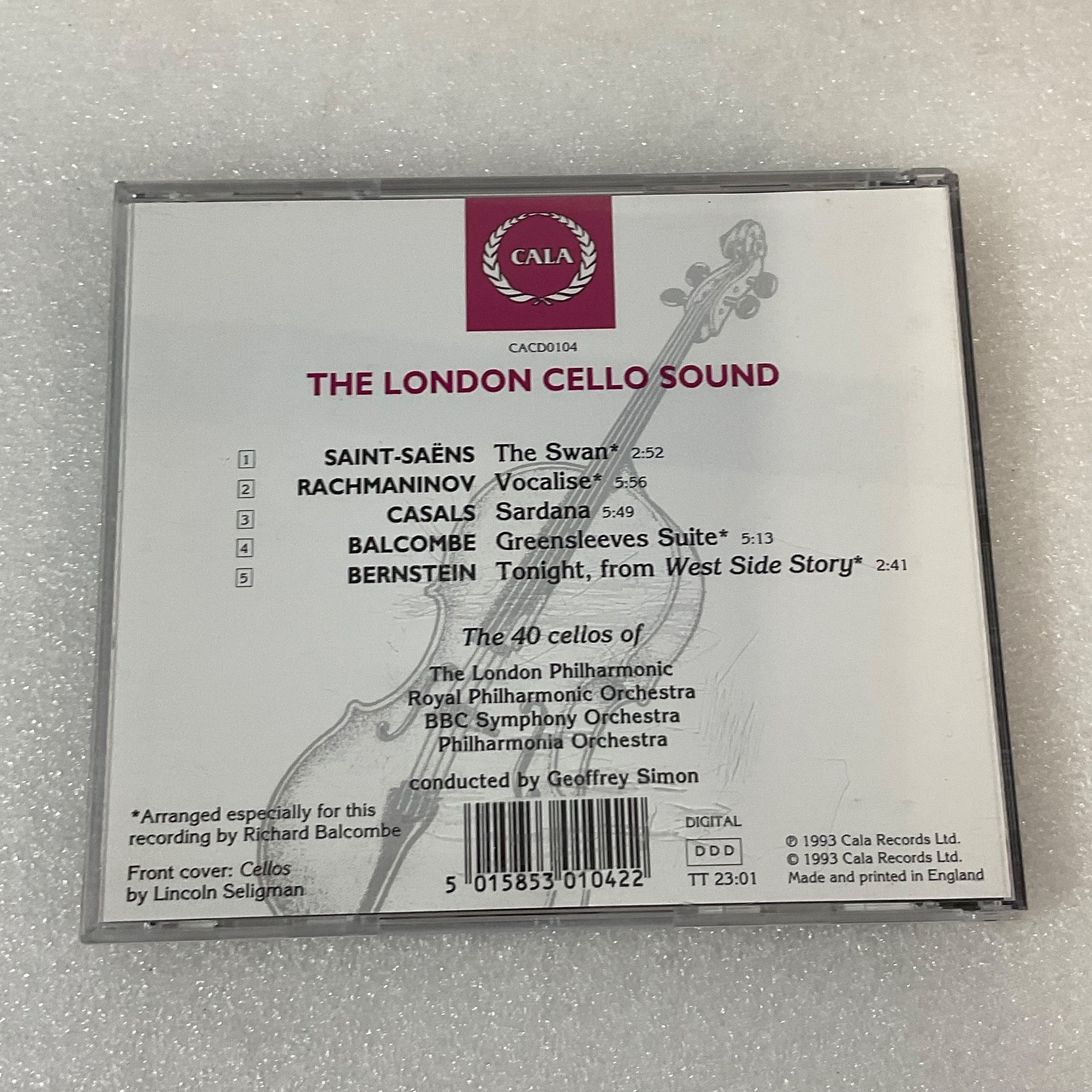 The London Cello Sound CD Cala 1993 Saint-Saëns Rachmaninov Bernstein - Image 2