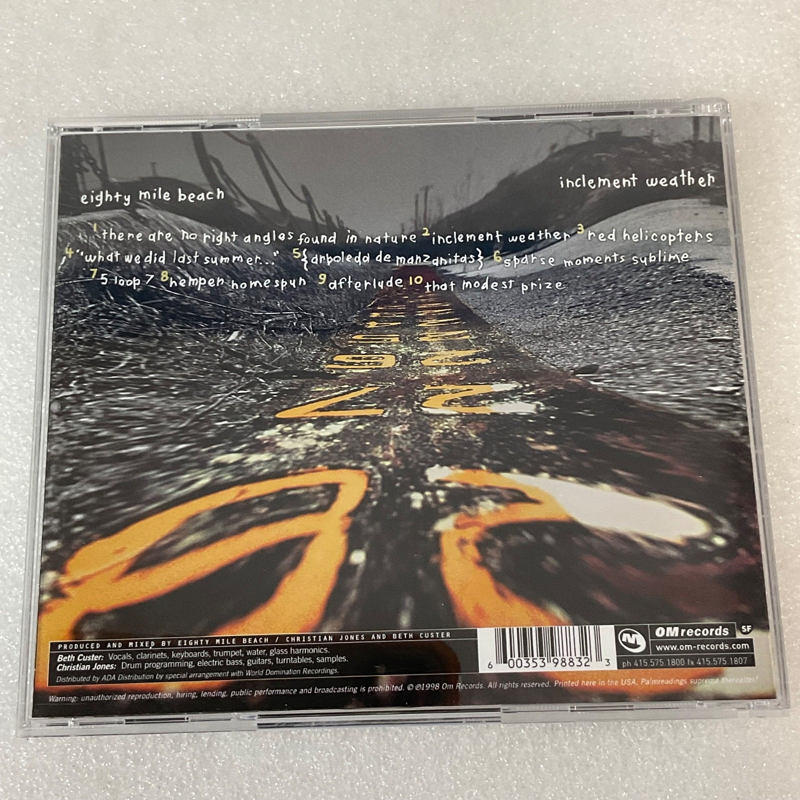Eighty Mile Beach Inclement Weather CD 1998 Om Records Electronic Downtempo - Image 2