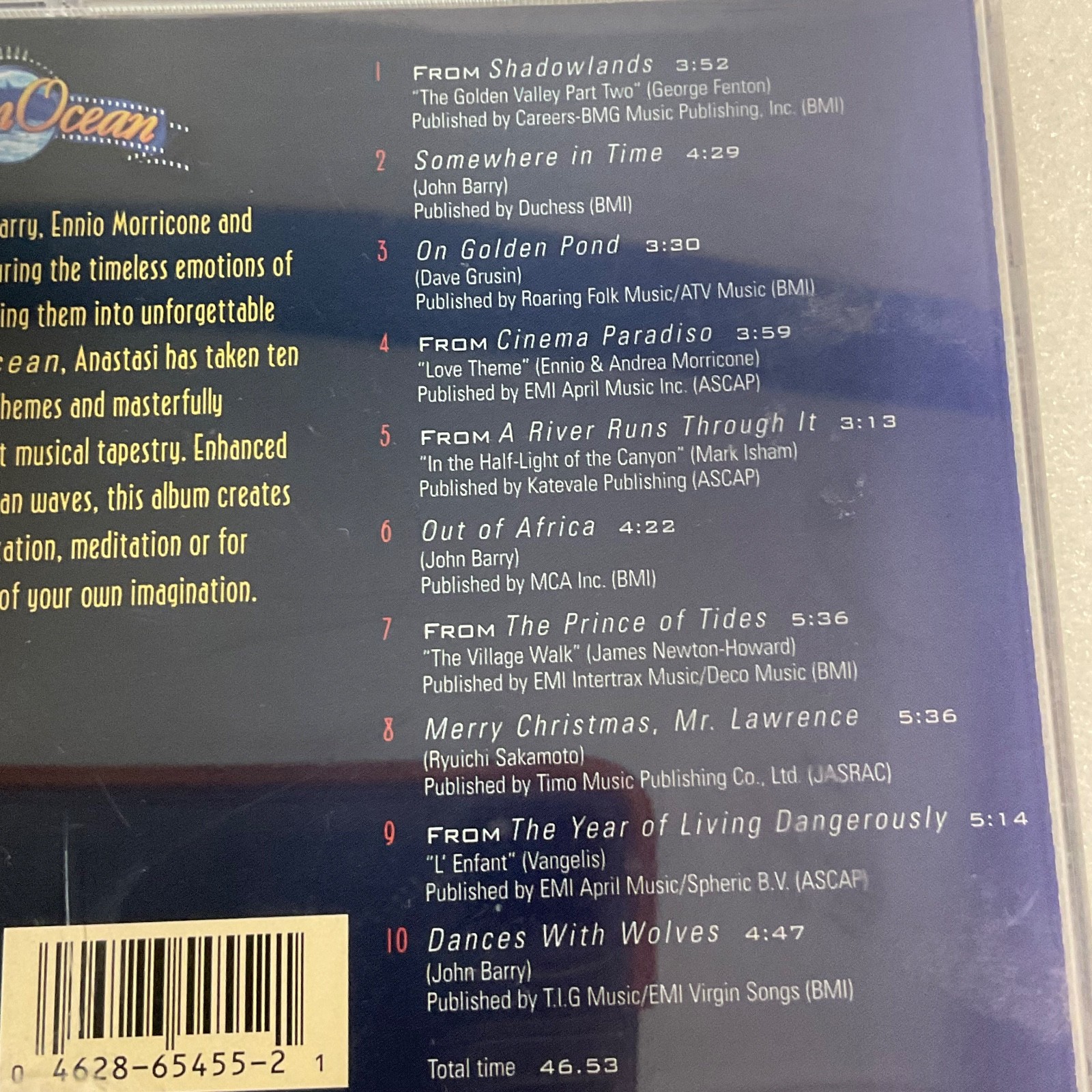 CinemOcean Anastasi Romantic Movie Themes CD 1995 Real Music Soundtrack - Image 12
