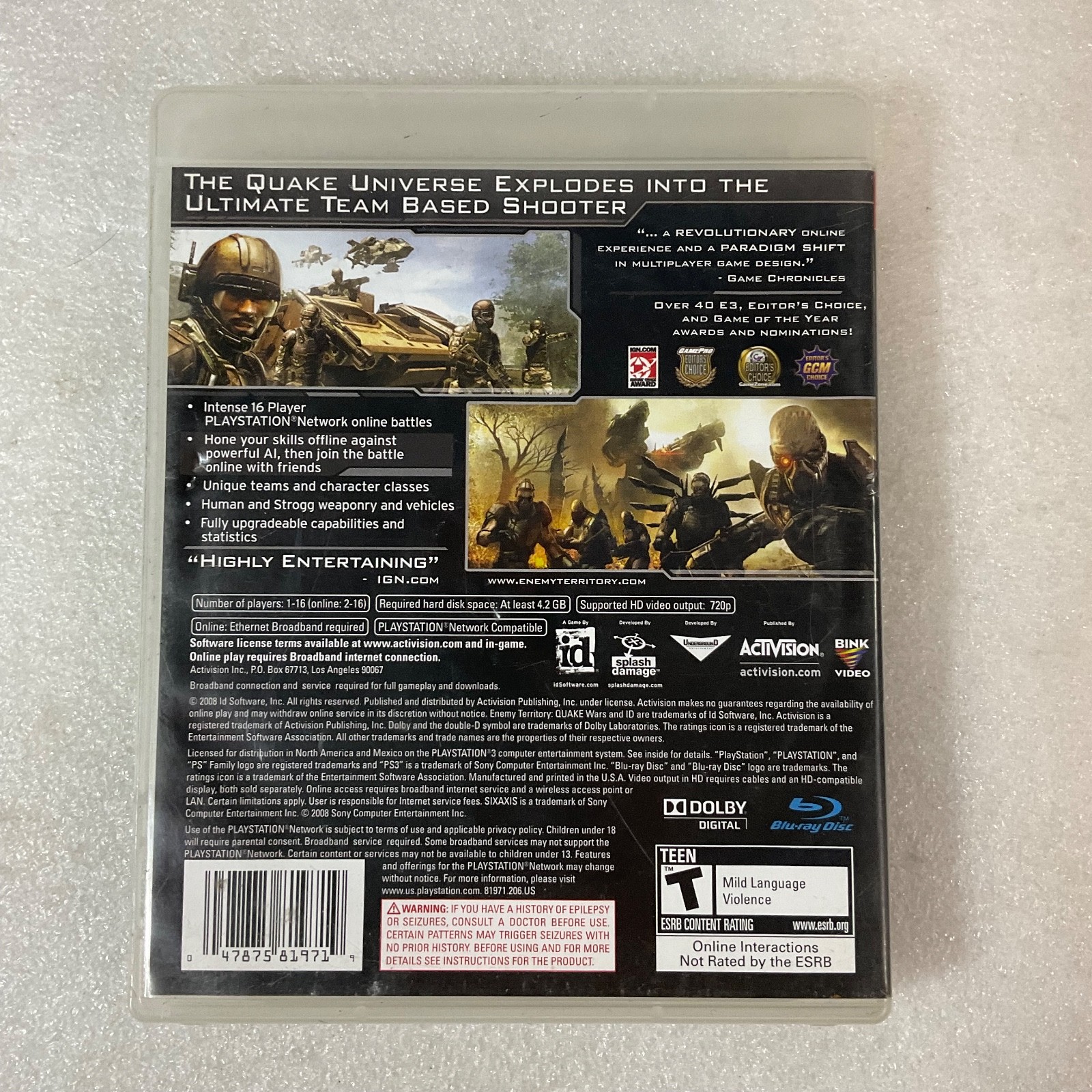 PlayStation 3 Game Lot Call of Duty Ghosts & Enemy Territory Quake Wars PS3 - Image 4