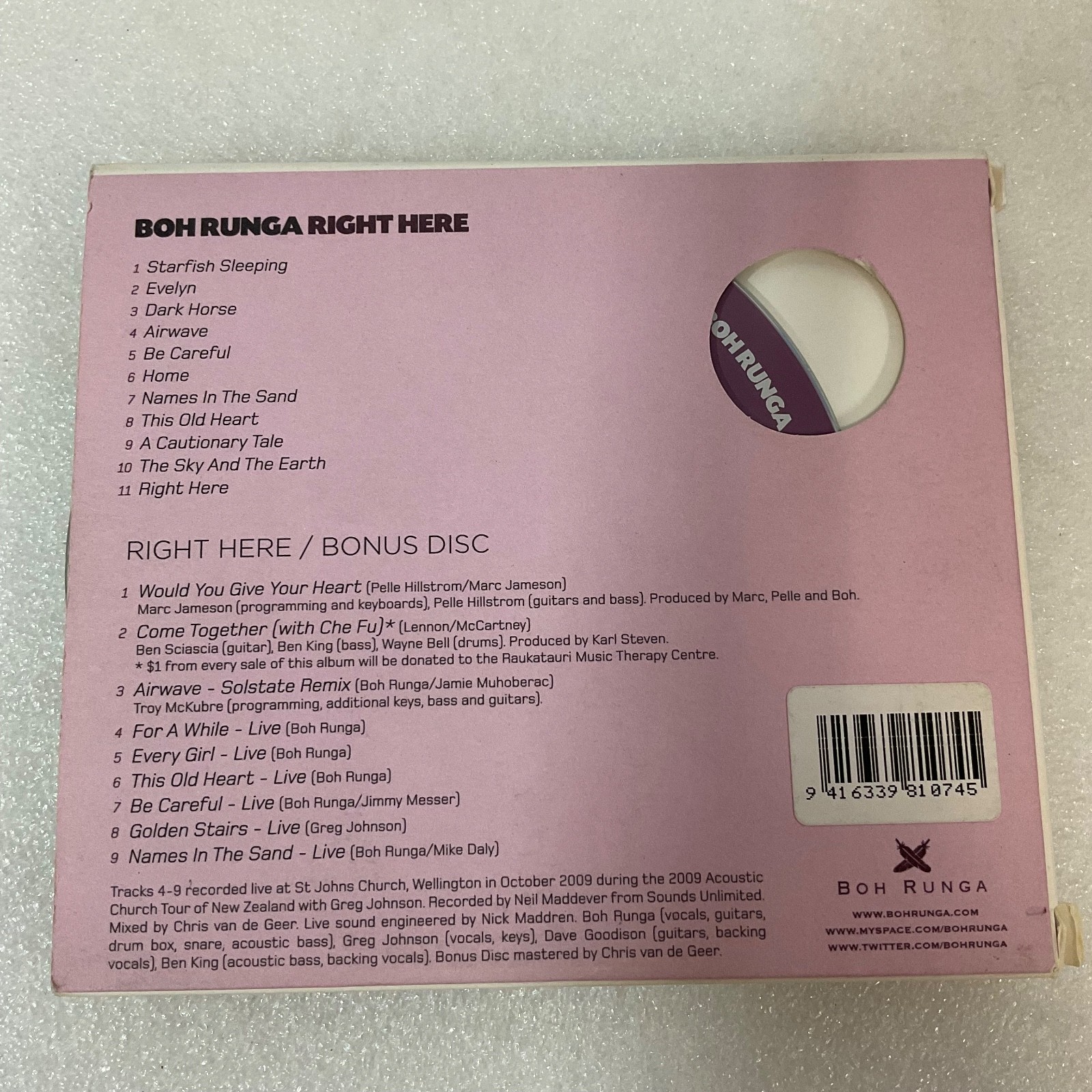 Boh Runga Right Here Special Bonus Edition 2 CD Set Indie Pop Rock - Image 2