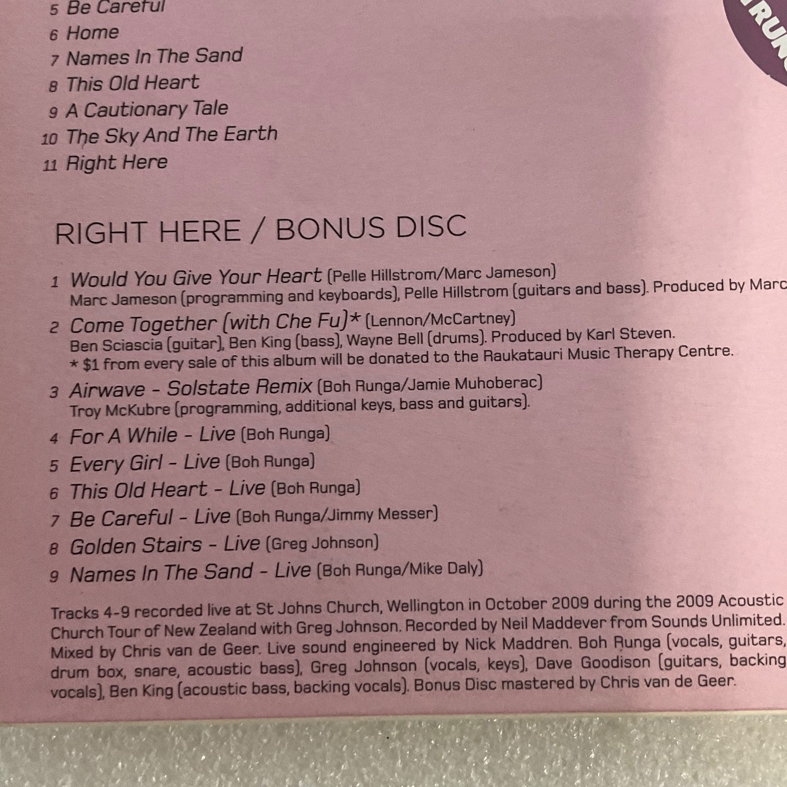 Boh Runga Right Here Special Bonus Edition 2 CD Set Indie Pop Rock - Image 9