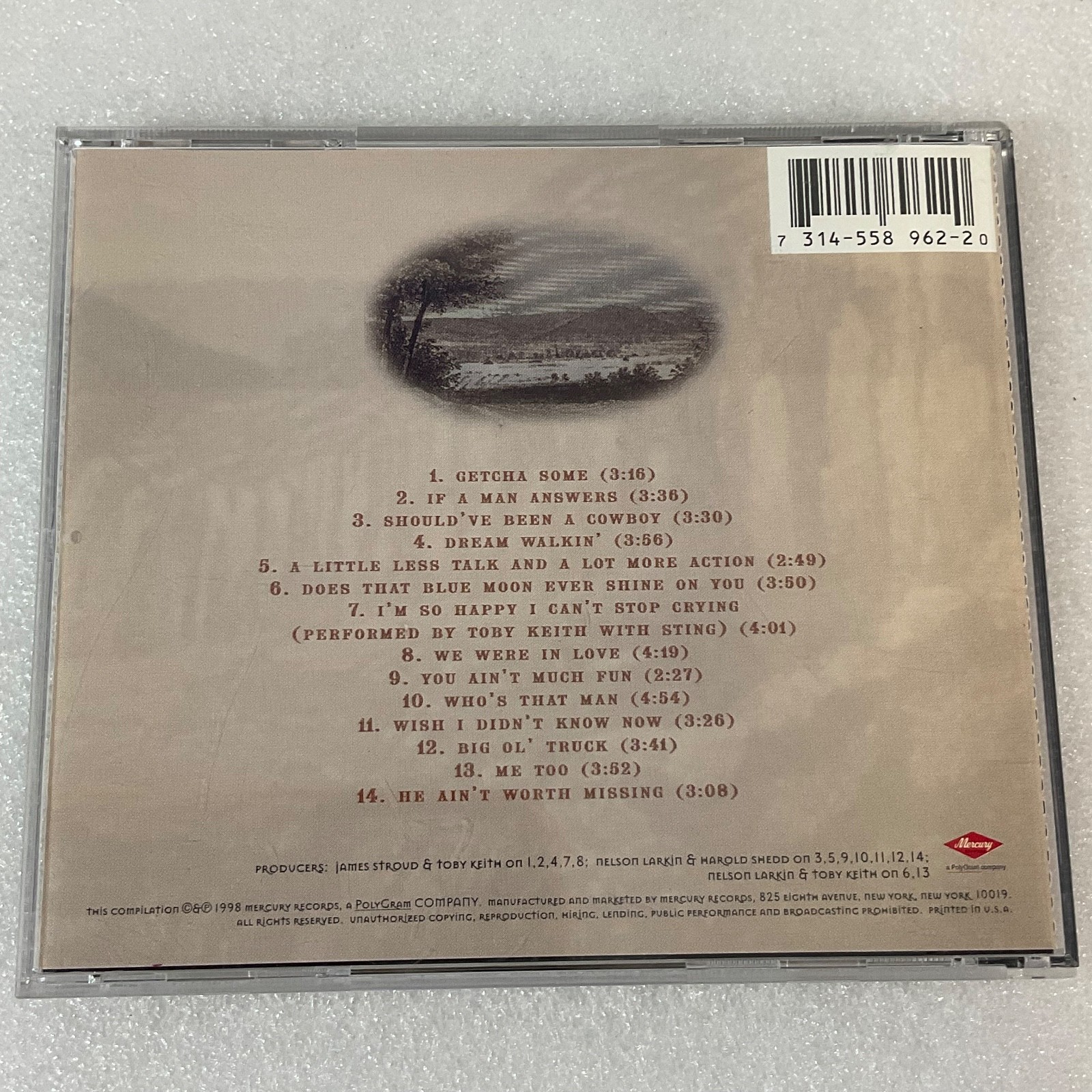 Toby Keith Greatest Hits Volume One CD Mercury 1998 Country Compilation - Image 2