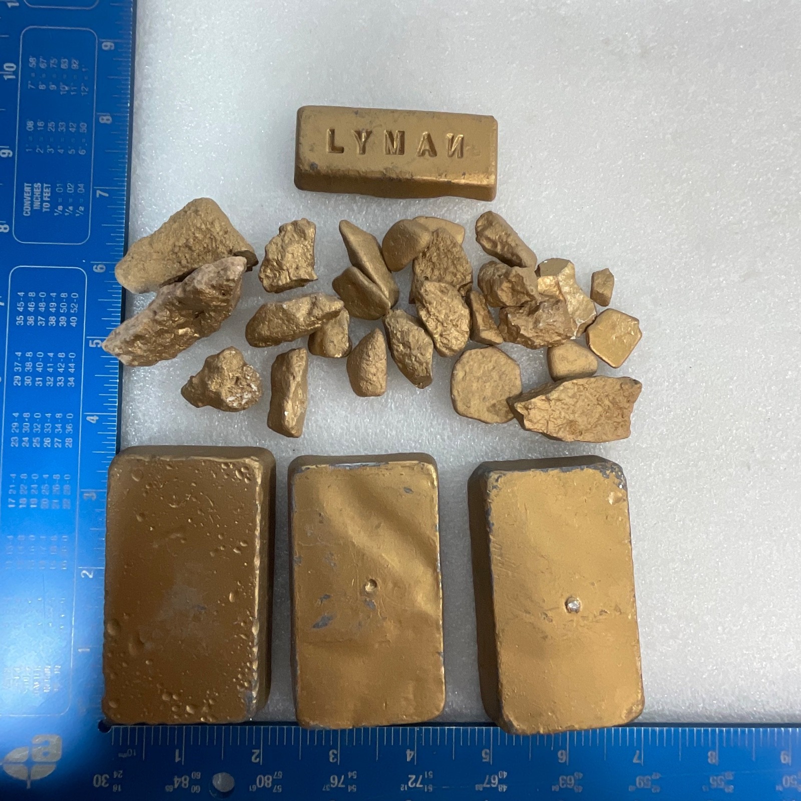 Gold Painted Rocks & Metal Bars Lot 4lb 15oz Mixed Sizes Props Craft Display - Image 2