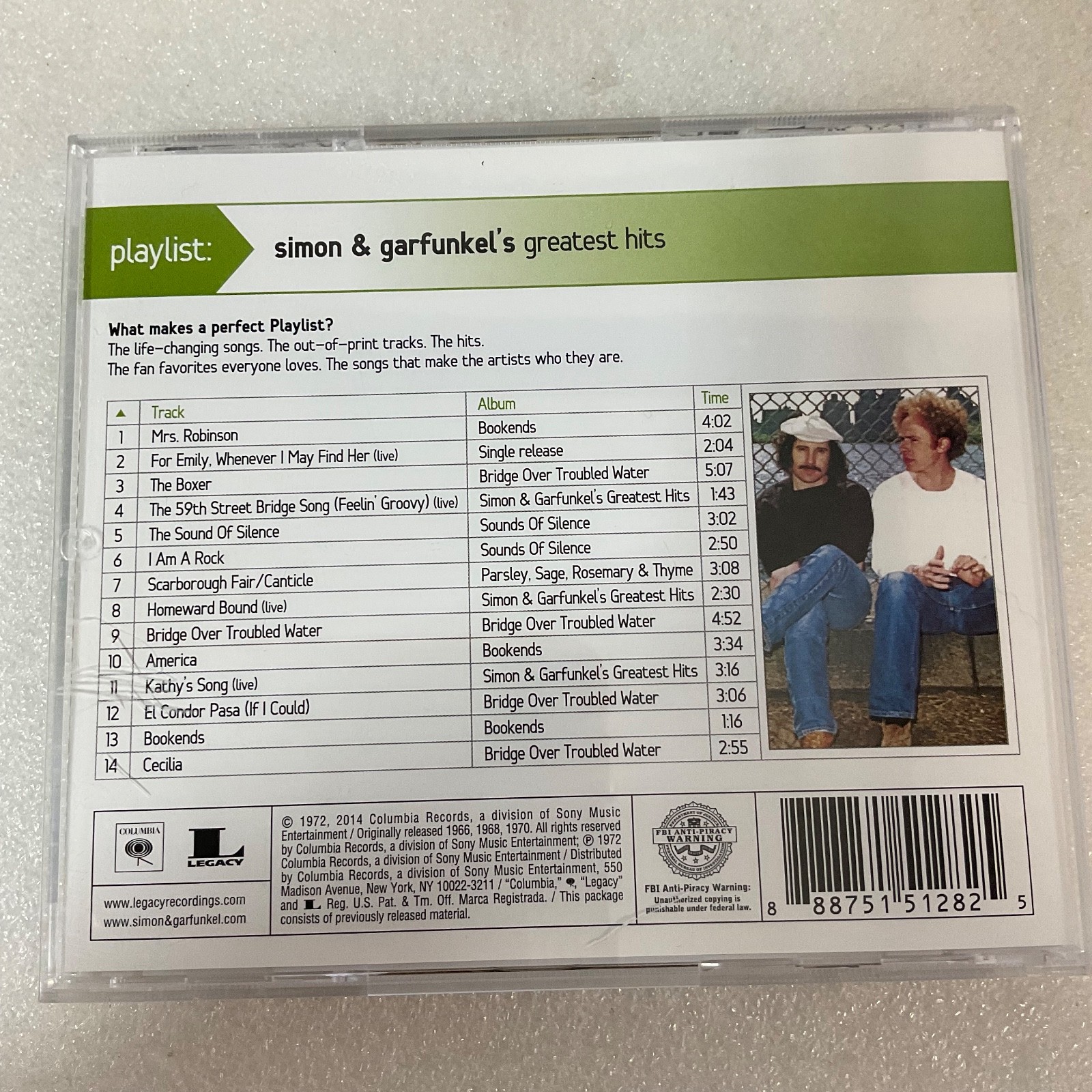 Simon & Garfunkel Greatest Hits Playlist CD Columbia Legacy Folk Rock - Image 2