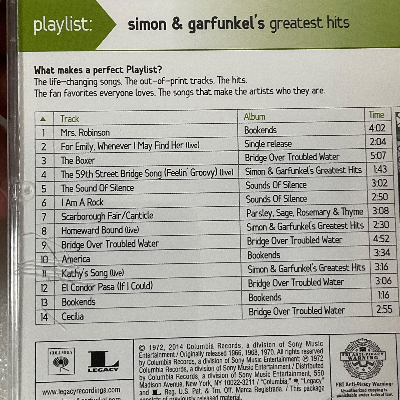Simon & Garfunkel Greatest Hits Playlist CD Columbia Legacy Folk Rock - Image 10