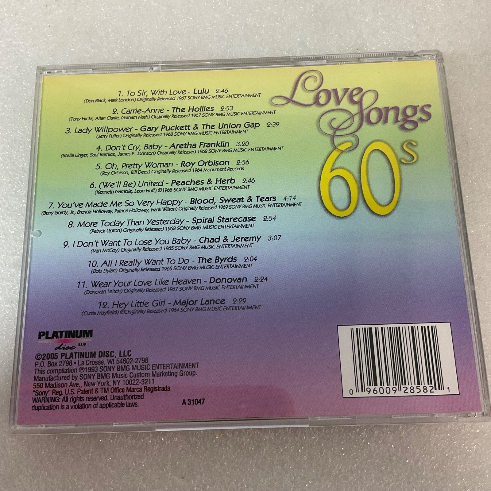Love Songs of the 60s Various Artists CD Original Hits Compilation - Image 2