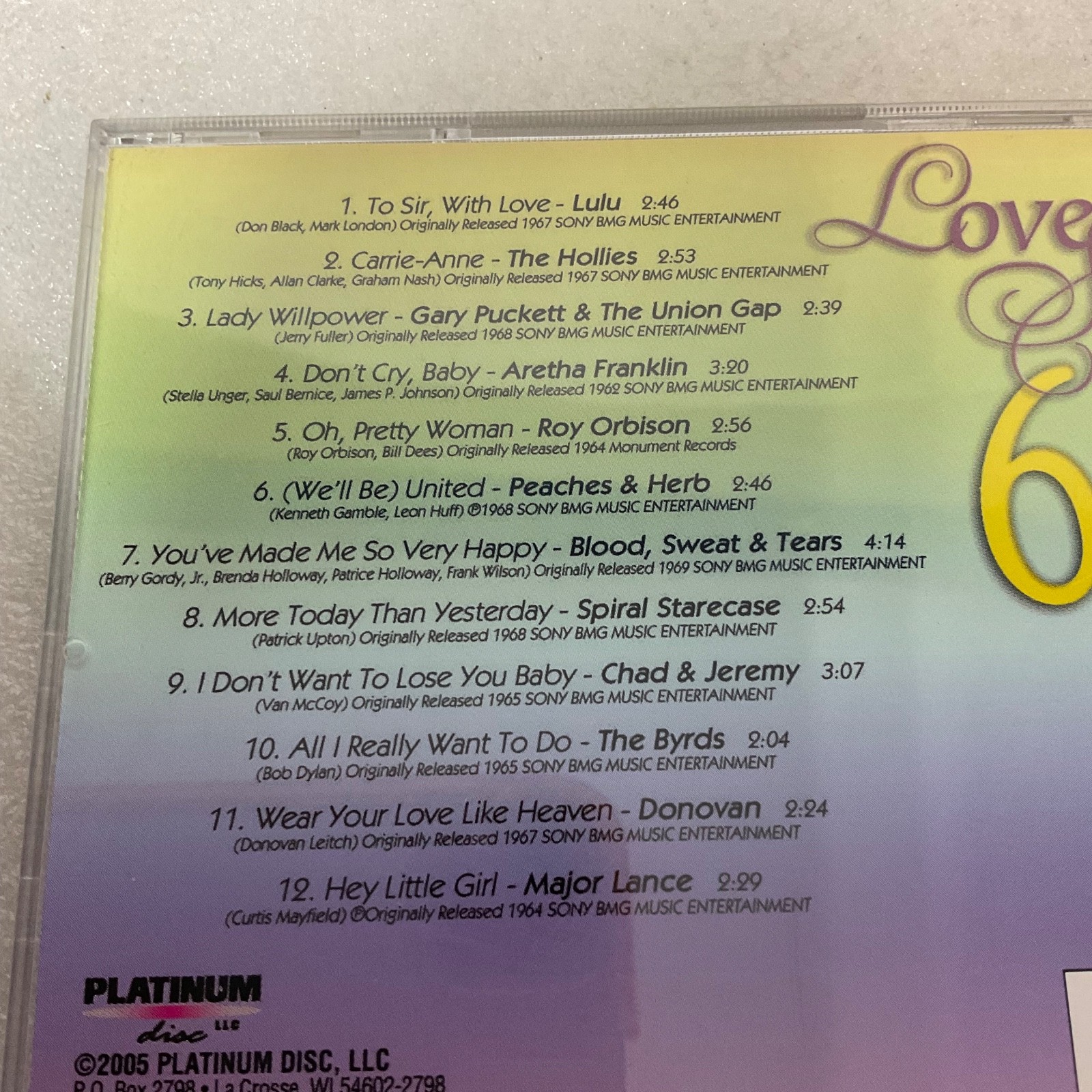 Love Songs of the 60s Various Artists CD Original Hits Compilation - Image 11