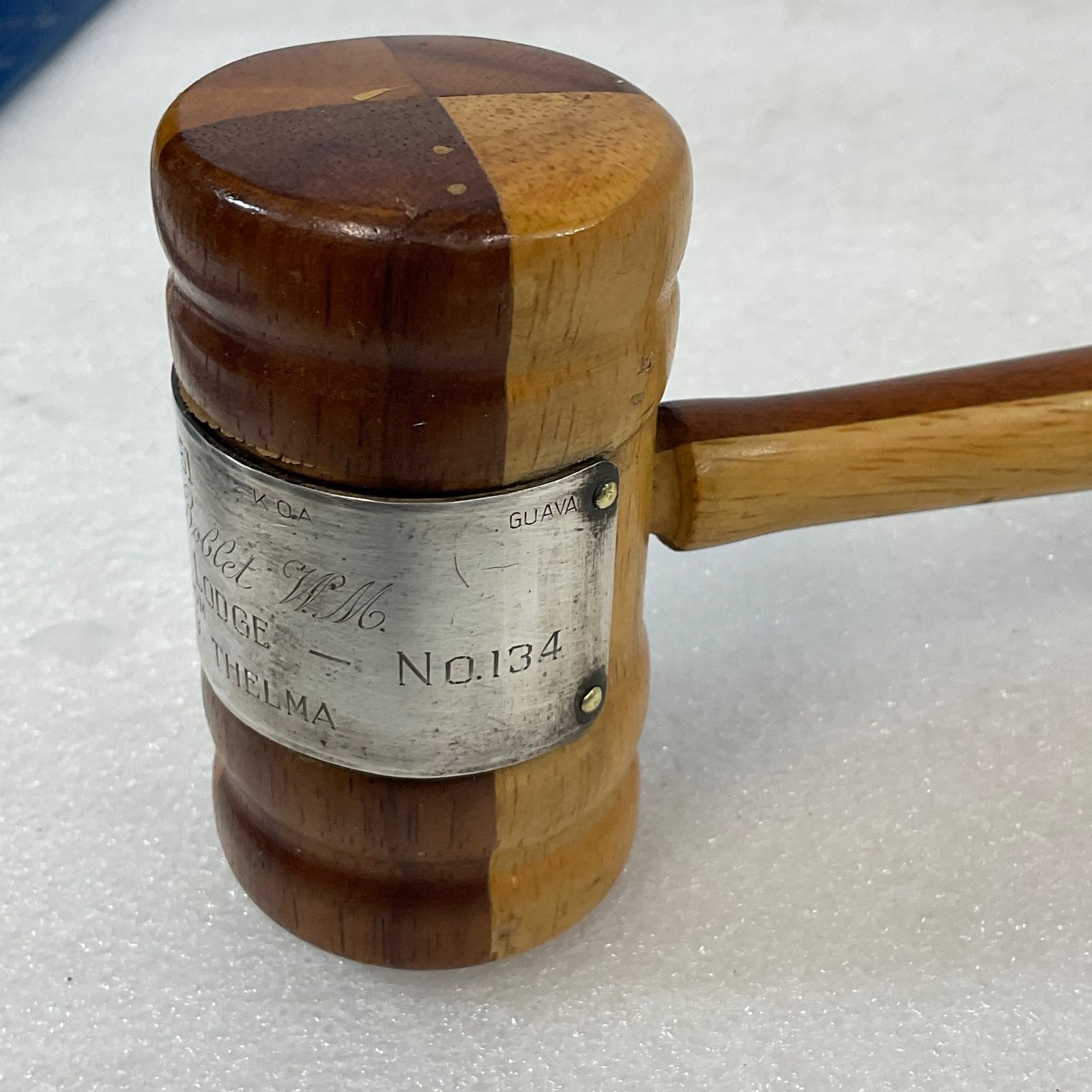 Vintage 9in Masonic Gavel Sandalwood Silver Band Vacaville Lodge 134 1951 - Image 4