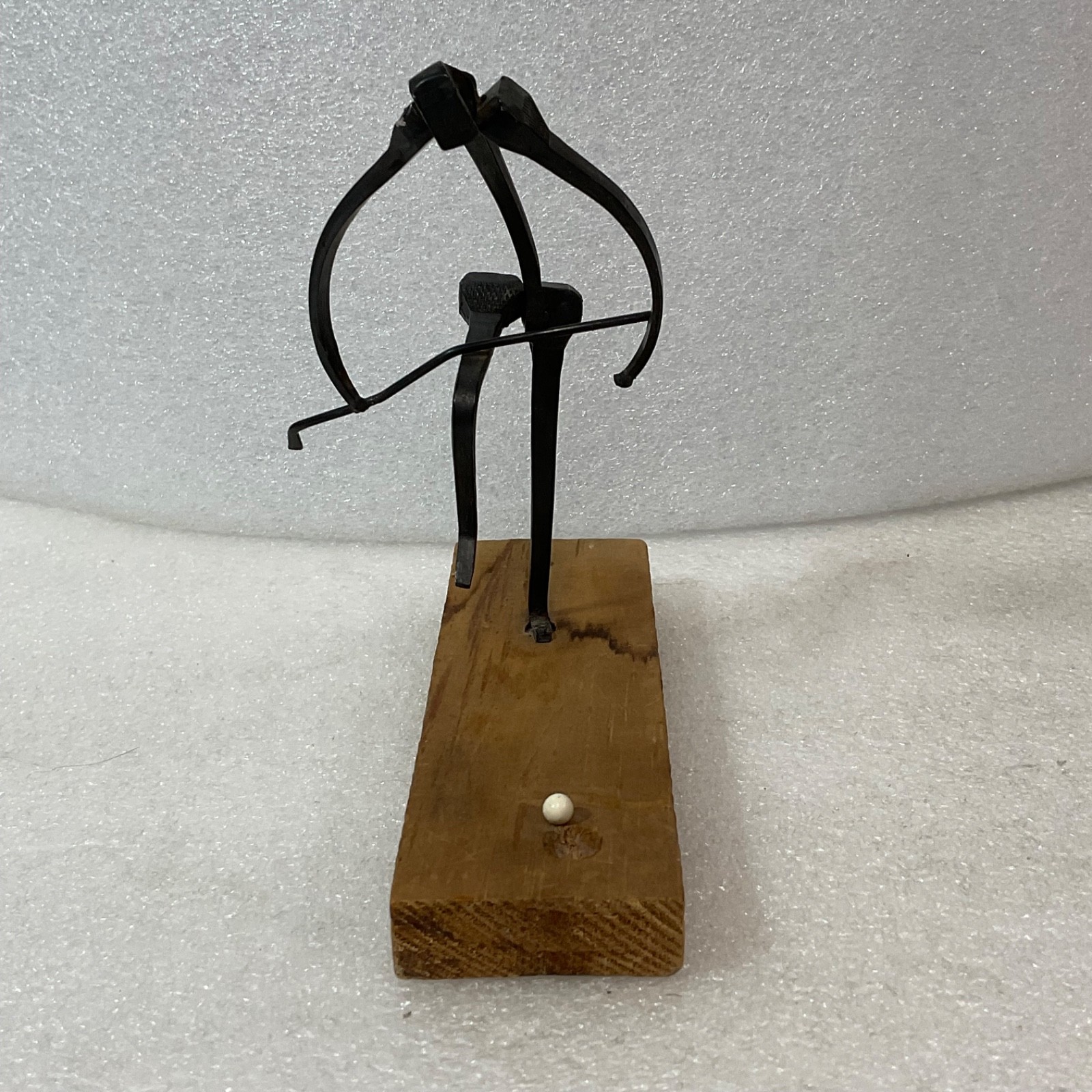 Handmade Metal Golfer Folk Art Sculpture 5 in Tall on Wood Base - Image 3