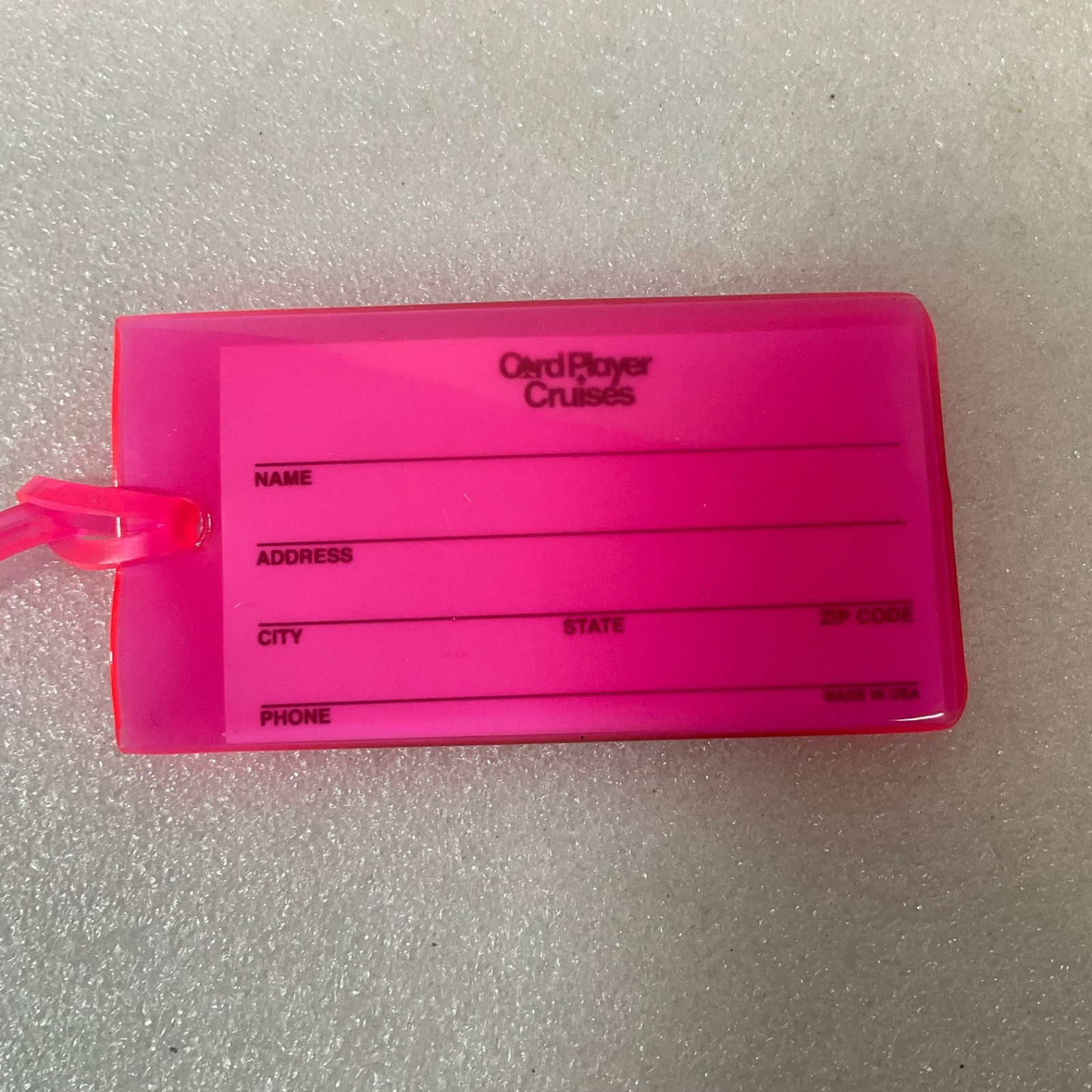 Card Player Cruises Pink Flexible Luggage ID Tag w Strap 4.25 in x 2.5 in - Image 4