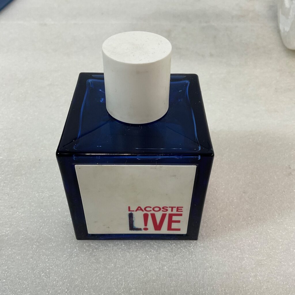 Lacoste Live Perfume Bottle 3.3oz Empty Cube Design Collectible Display - Image 1