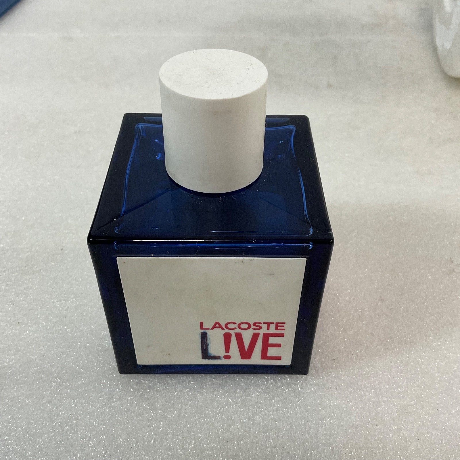 Lacoste Live Perfume Bottle 3.3oz Empty Cube Design Collectible Display - Image 1