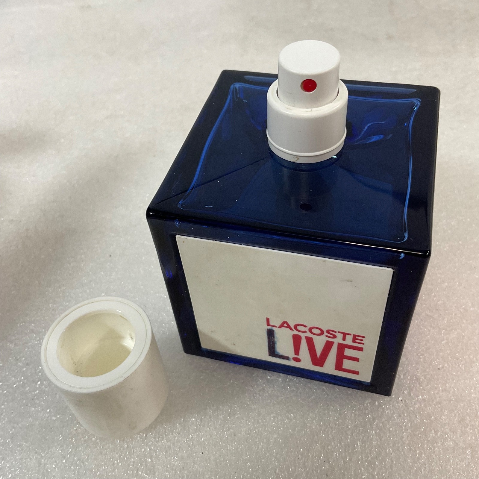 Lacoste Live Perfume Bottle 3.3oz Empty Cube Design Collectible Display - Image 7