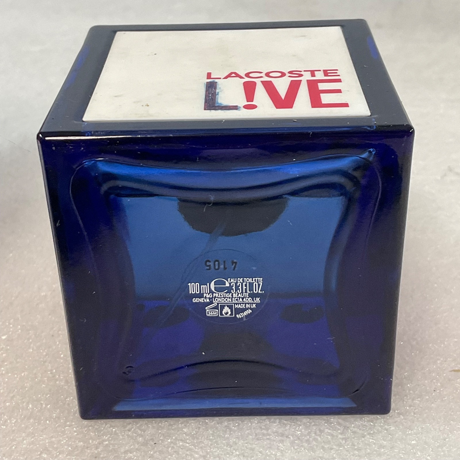 Lacoste Live Perfume Bottle 3.3oz Empty Cube Design Collectible Display - Image 6