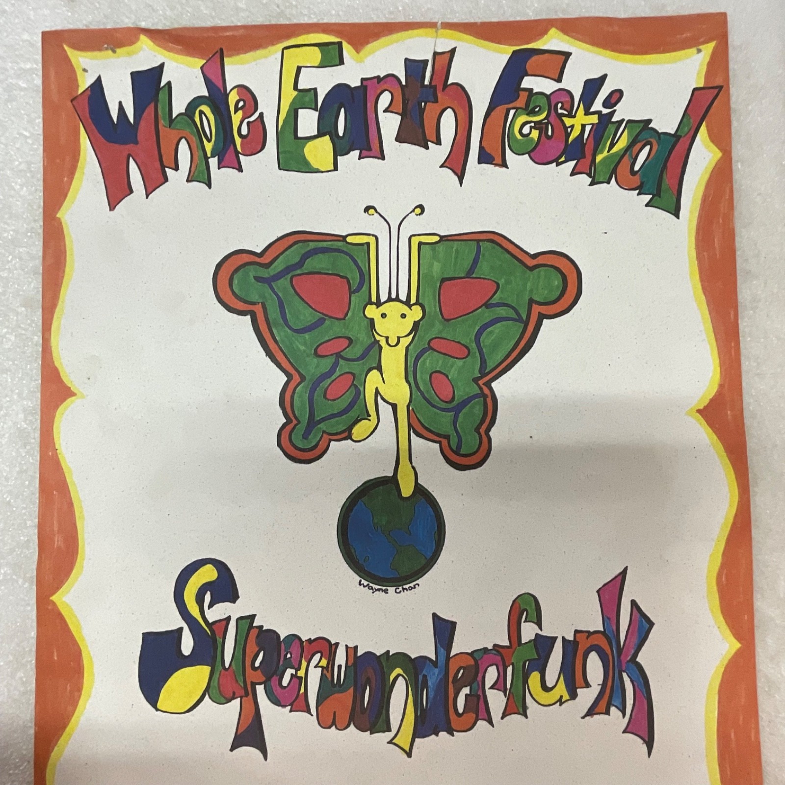 1999 UC Davis Whole Earth Festival Superwonderfunk Wayne Chan Poster 11 x 17 in - Image 2
