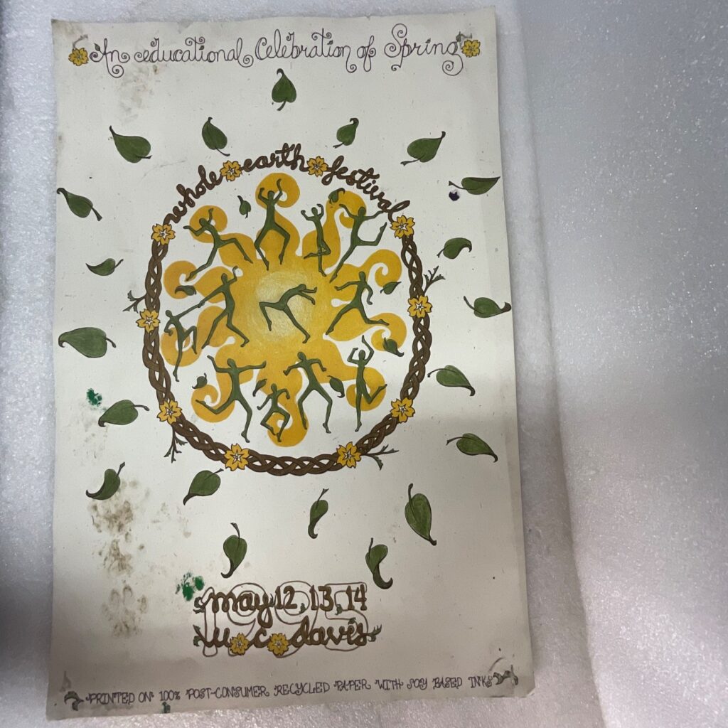 UC Davis Whole Earth Festival Spring Poster May 12-14 Recycled 12 x 18 in - Image 1