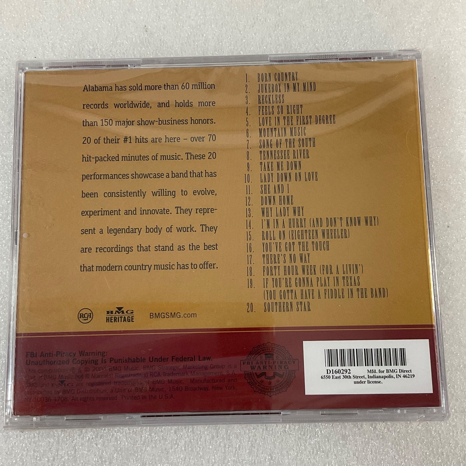 Ultimate Alabama 20 #1 Hits CD Country Music Compilation - Image 2