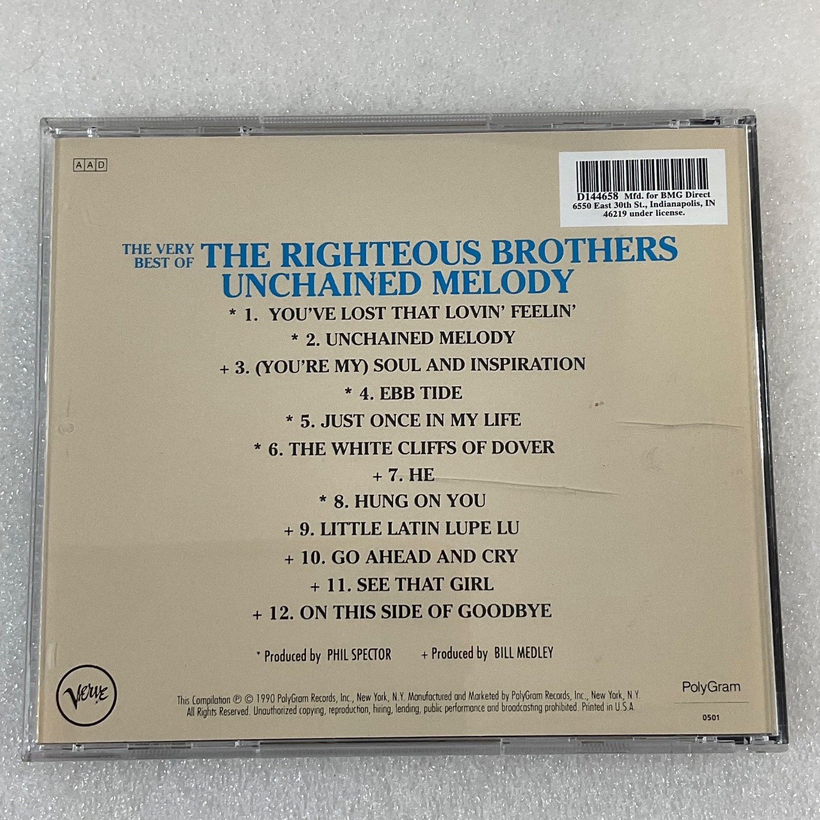 Righteous Brothers The Very Best Of Unchained Melody CD Verve 1990 - Image 2