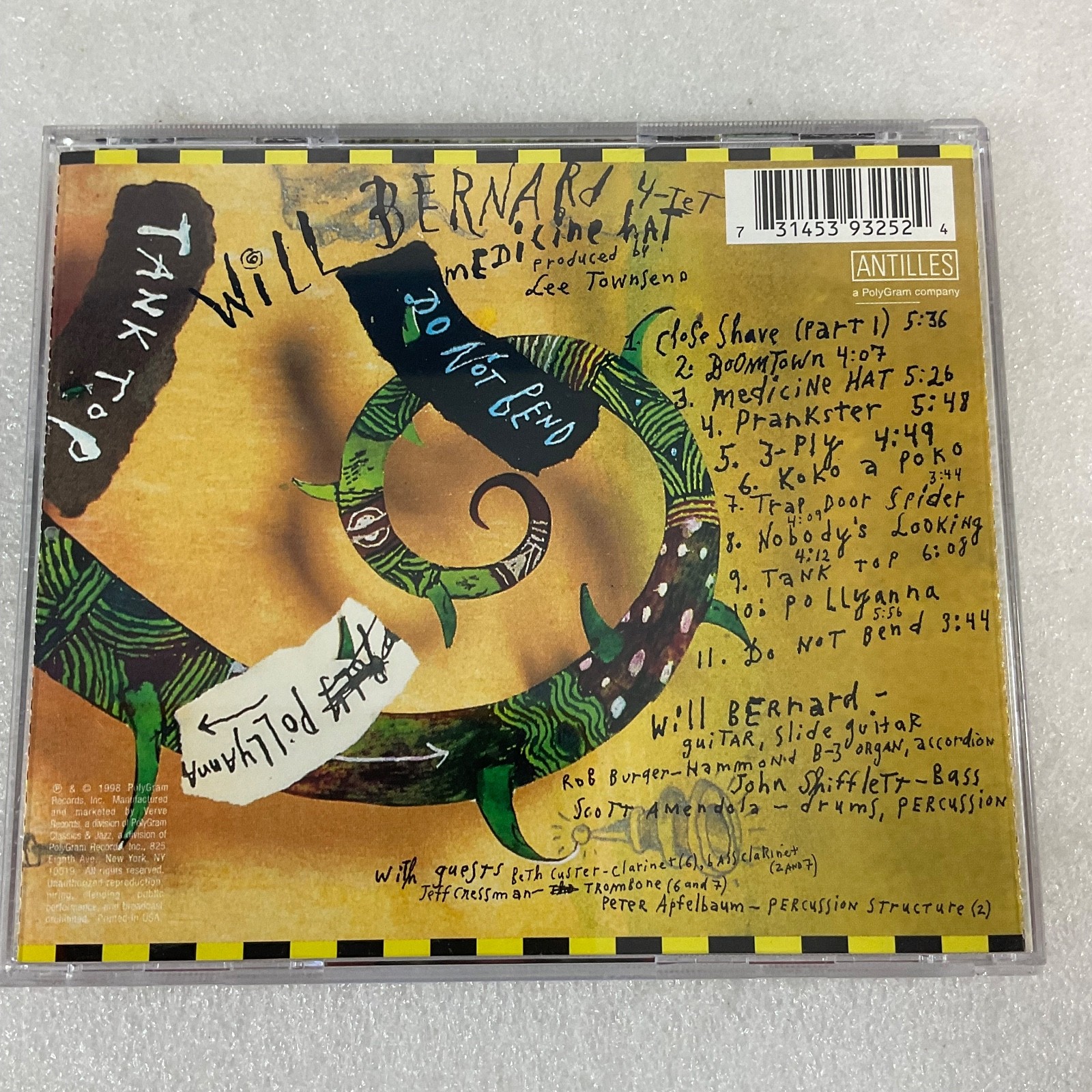 Will Bernard 4-Tet Medicine Hat CD Antilles Jazz Fusion Digipak - Image 2
