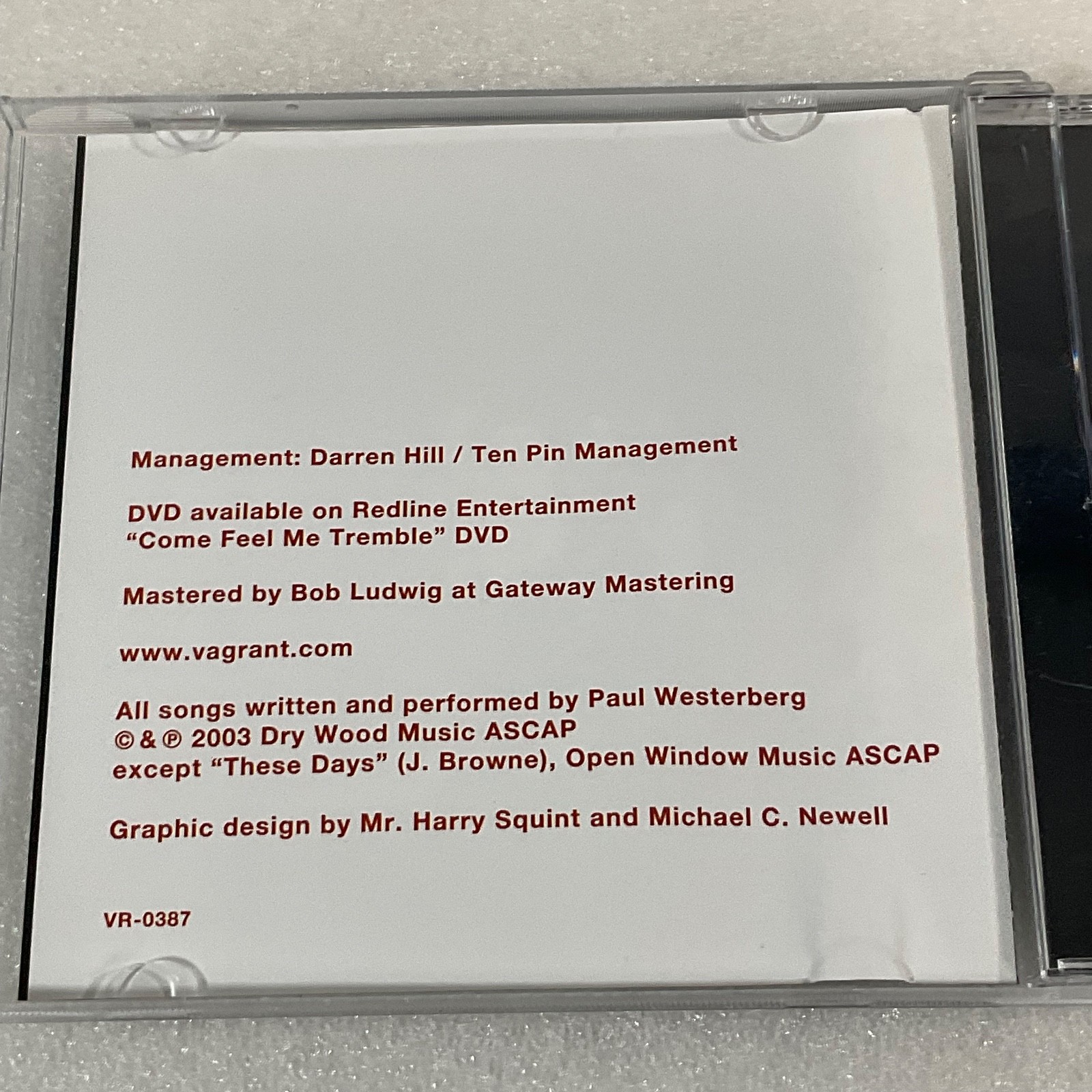Paul Westerberg Come Feel Me Tremble CD Vagrant Records 2003 - Image 12