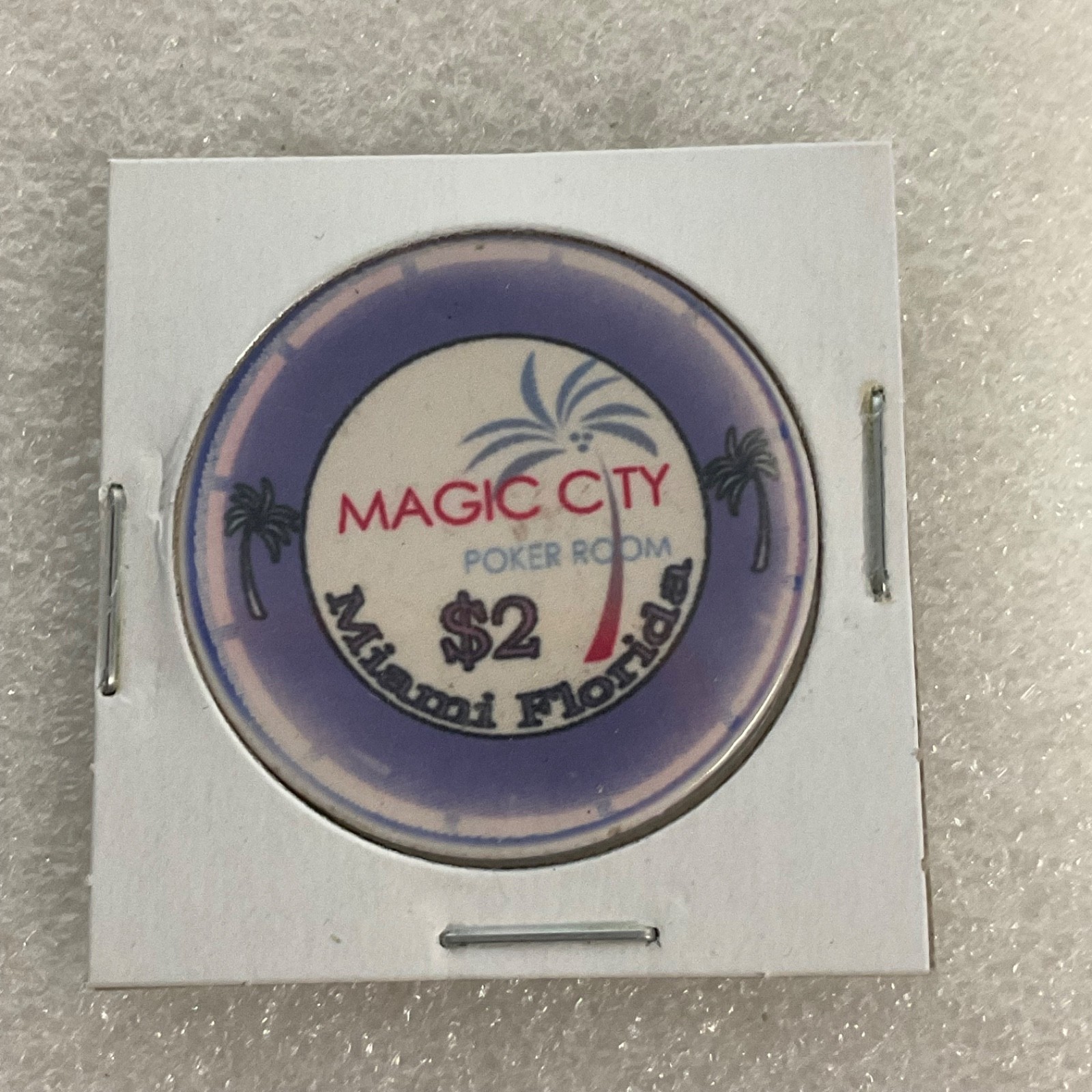 Magic City Poker Room $2 Casino Chip 1.5 in Miami Florida - Image 1