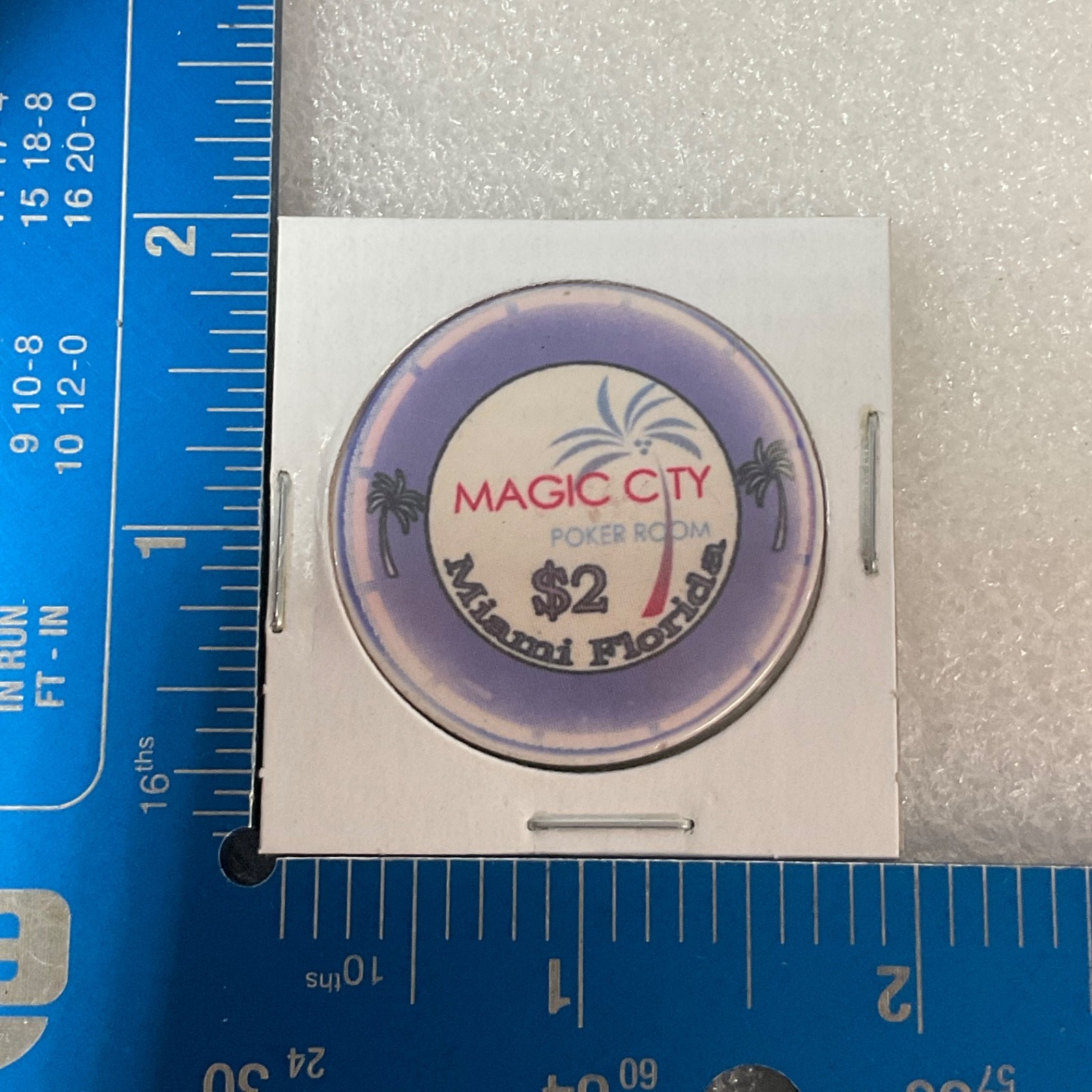 Magic City Poker Room $2 Casino Chip 1.5 in Miami Florida - Image 3