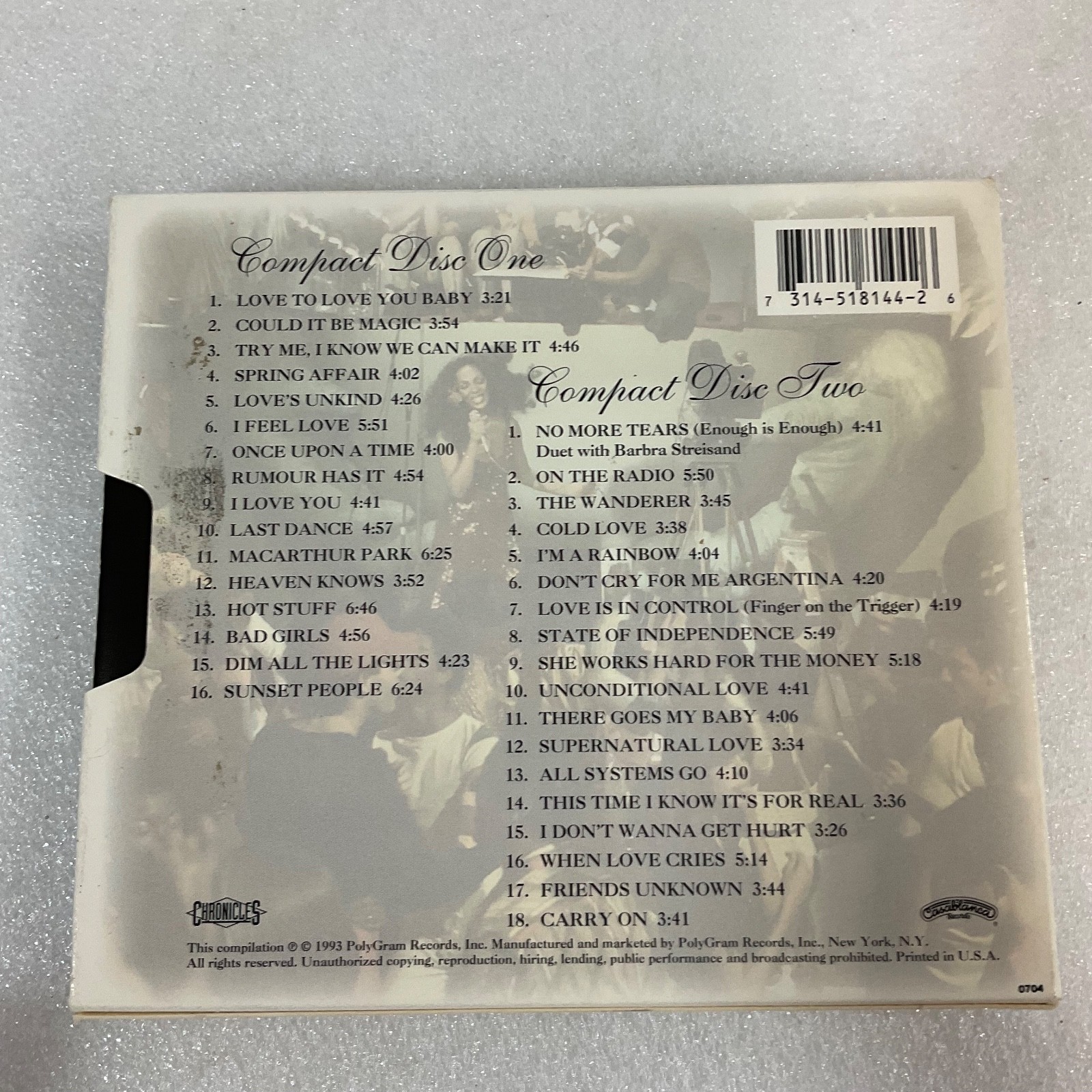 Donna Summer The Anthology 2 CD Set Chronicles PolyGram 1993 - Image 2