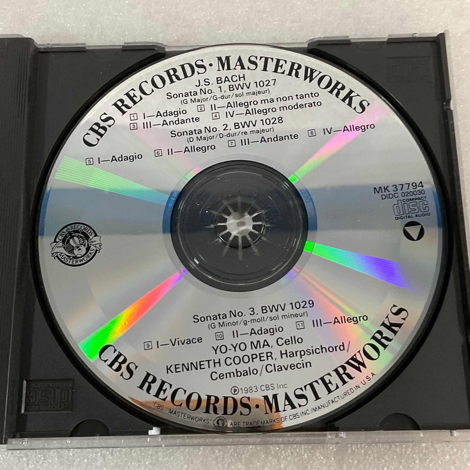 Yo-Yo Ma Kenneth Cooper Bach Sonatas for Viola da Gamba & Harpsichord CD - Image 10