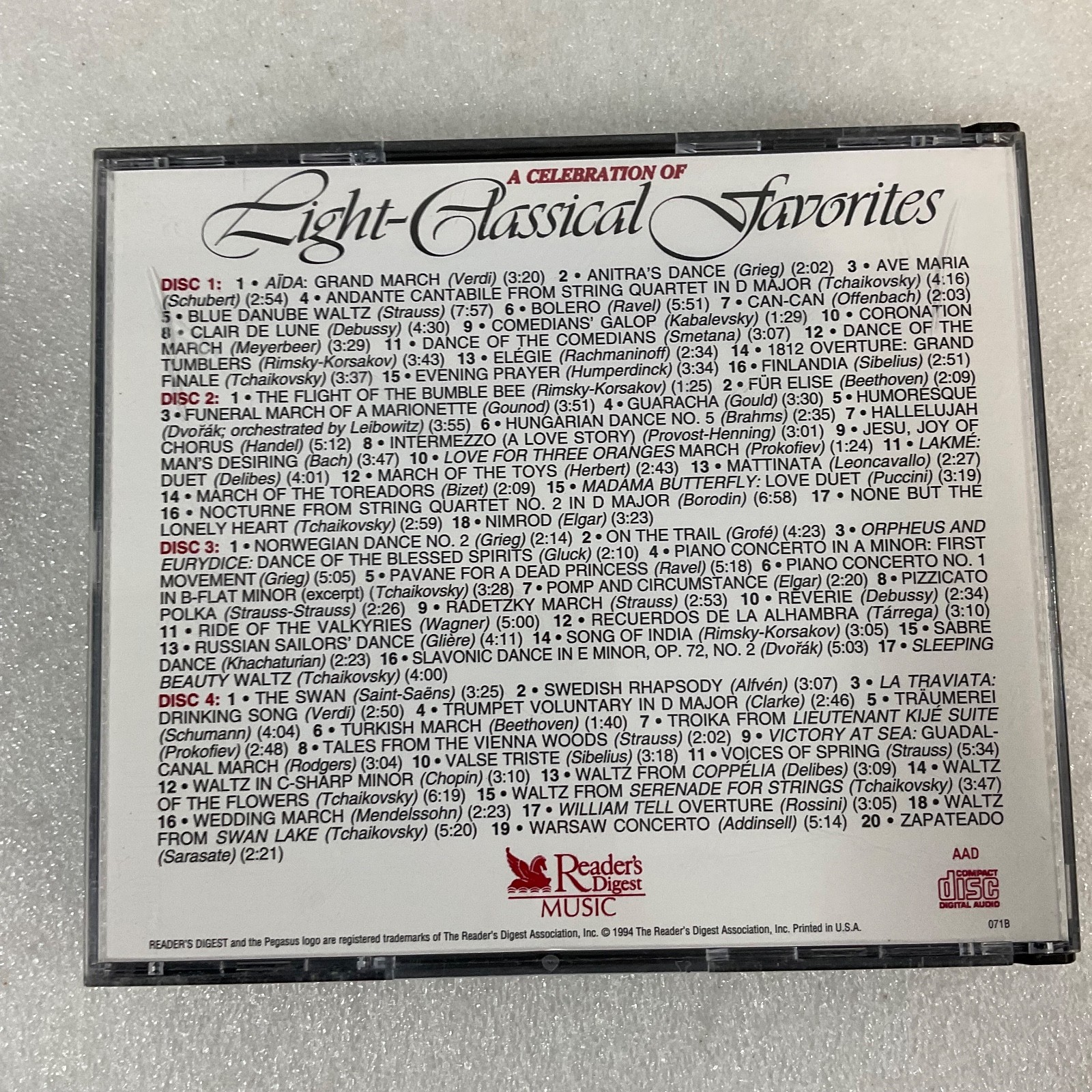 A Celebration of Light Classical Favorites 4 CD Set Readers Digest Music - Image 2