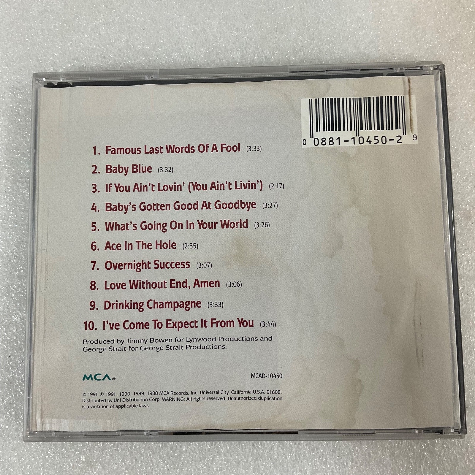 George Strait Ten Strait Hits CD MCA Country 1991 MCAD-10450 - Image 2