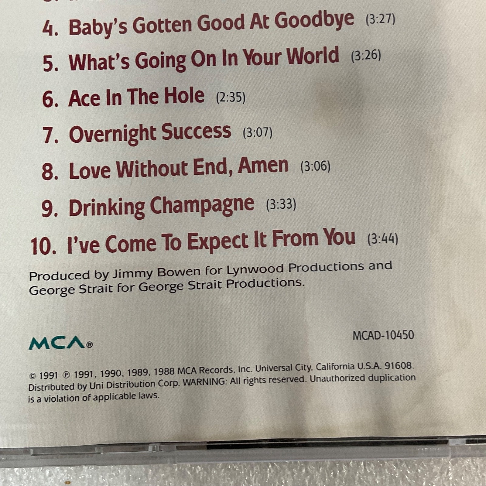 George Strait Ten Strait Hits CD MCA Country 1991 MCAD-10450 - Image 12