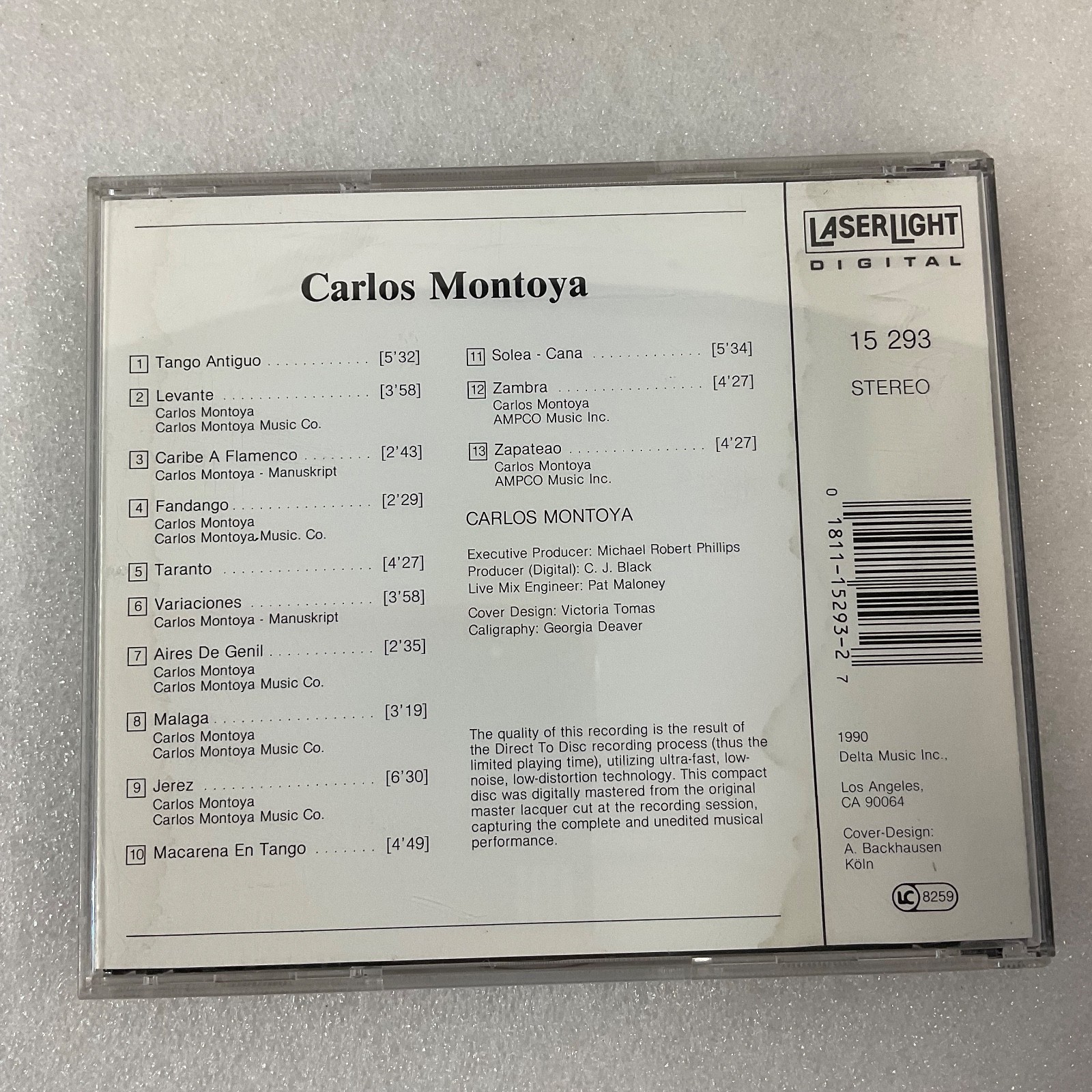 Carlos Montoya Flamenco Direct CD 1990 LaserLight Audiophile Recording - Image 2