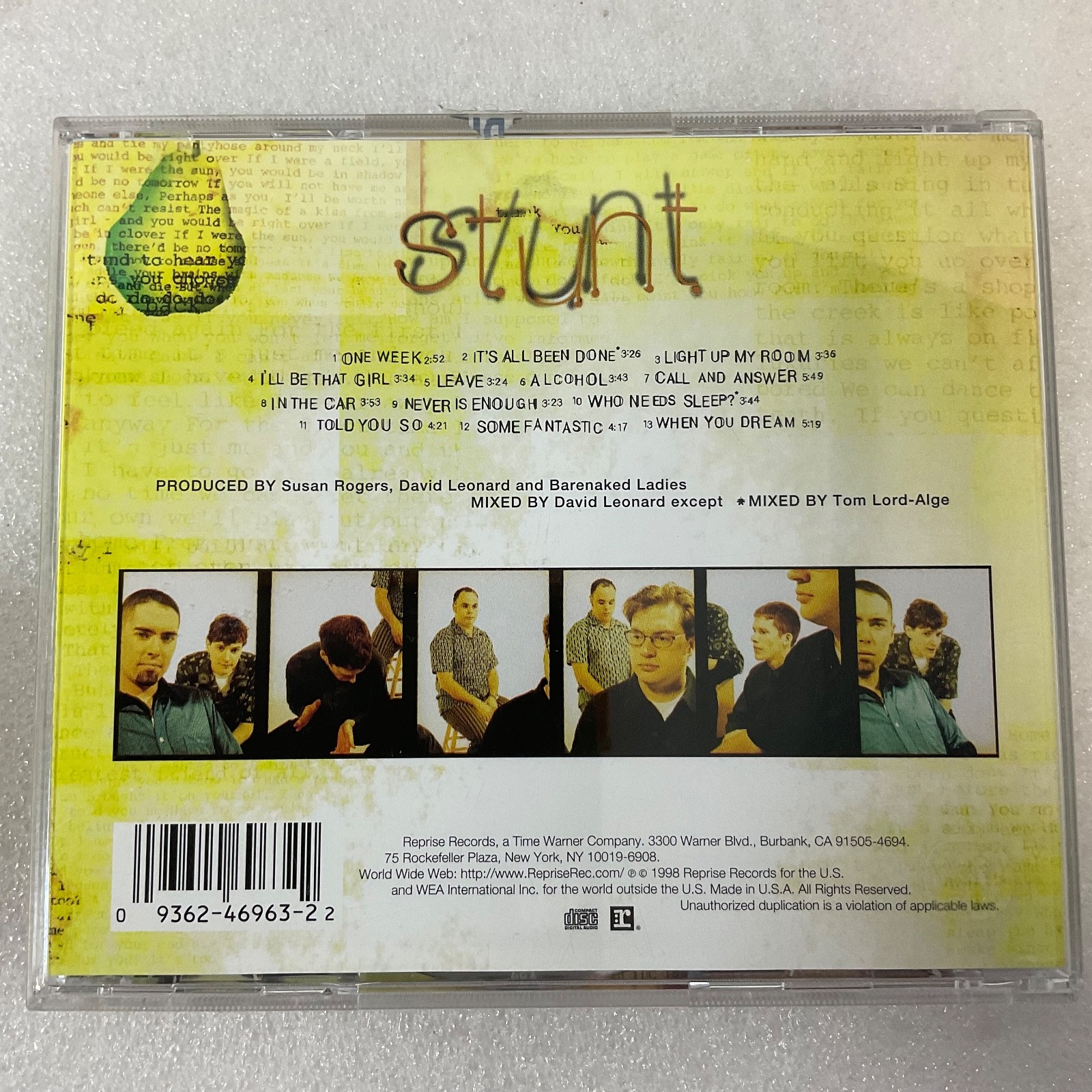 Barenaked Ladies Stunt CD Album 1998 Reprise Records - Image 2